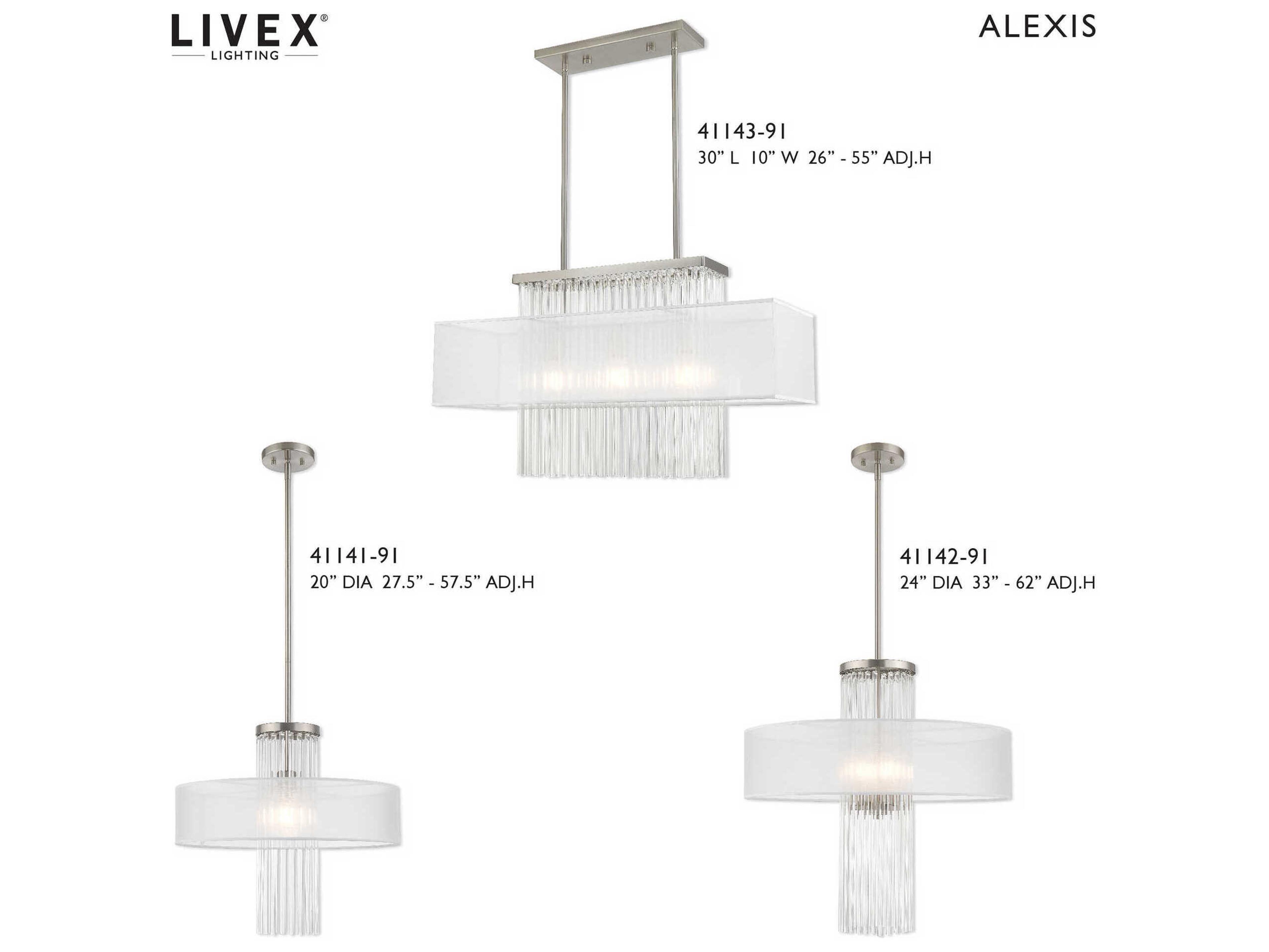 Livex Lighting Alexis 1-Light Brushed Nickel Crystal Drum Round Flush Mount
