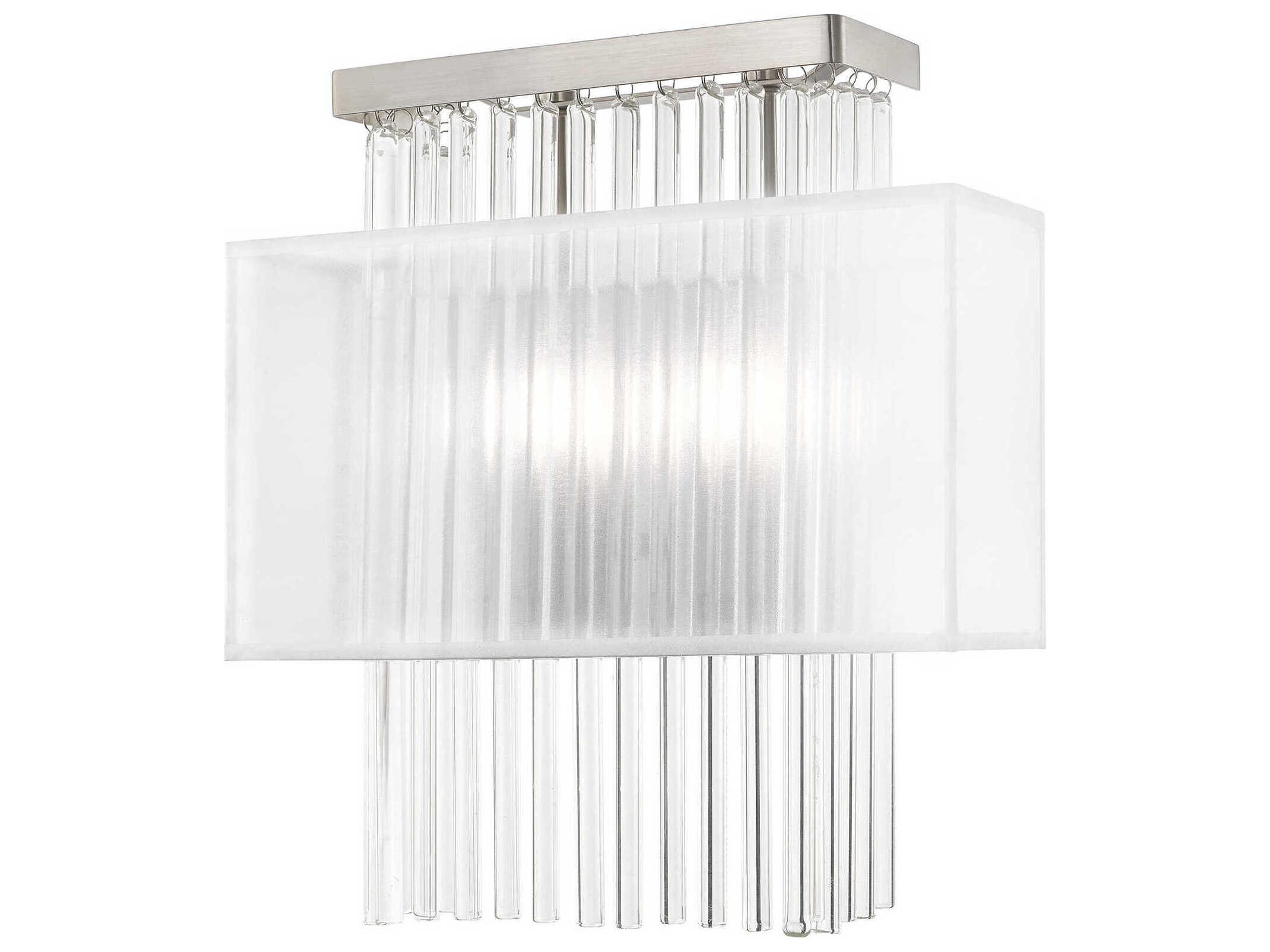 Alexis 2-Light Brushed Nickel Crystal Wall Sconce