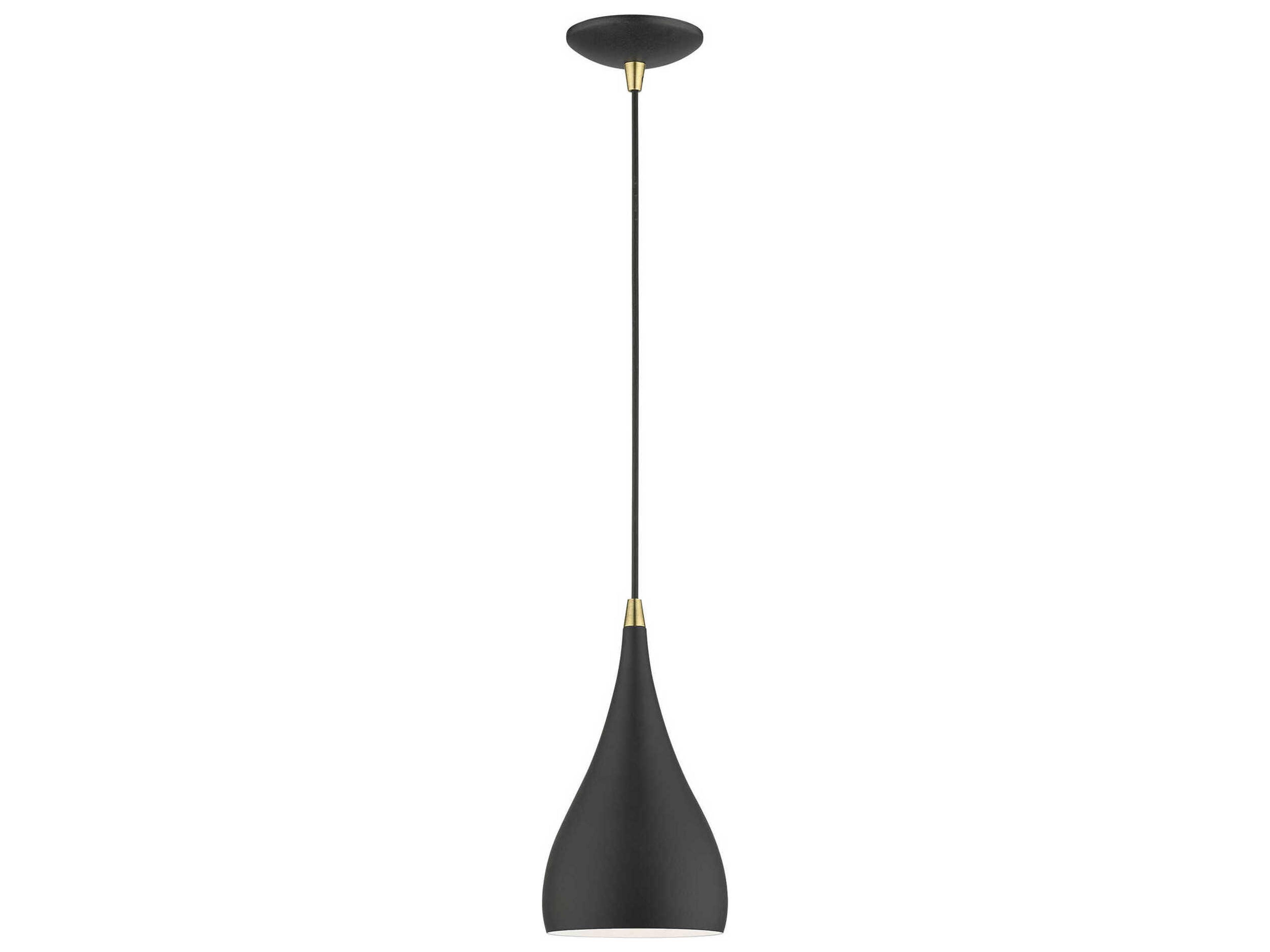 Amador 1-Light Textured Black Antique Brass Bell Mini Pendant