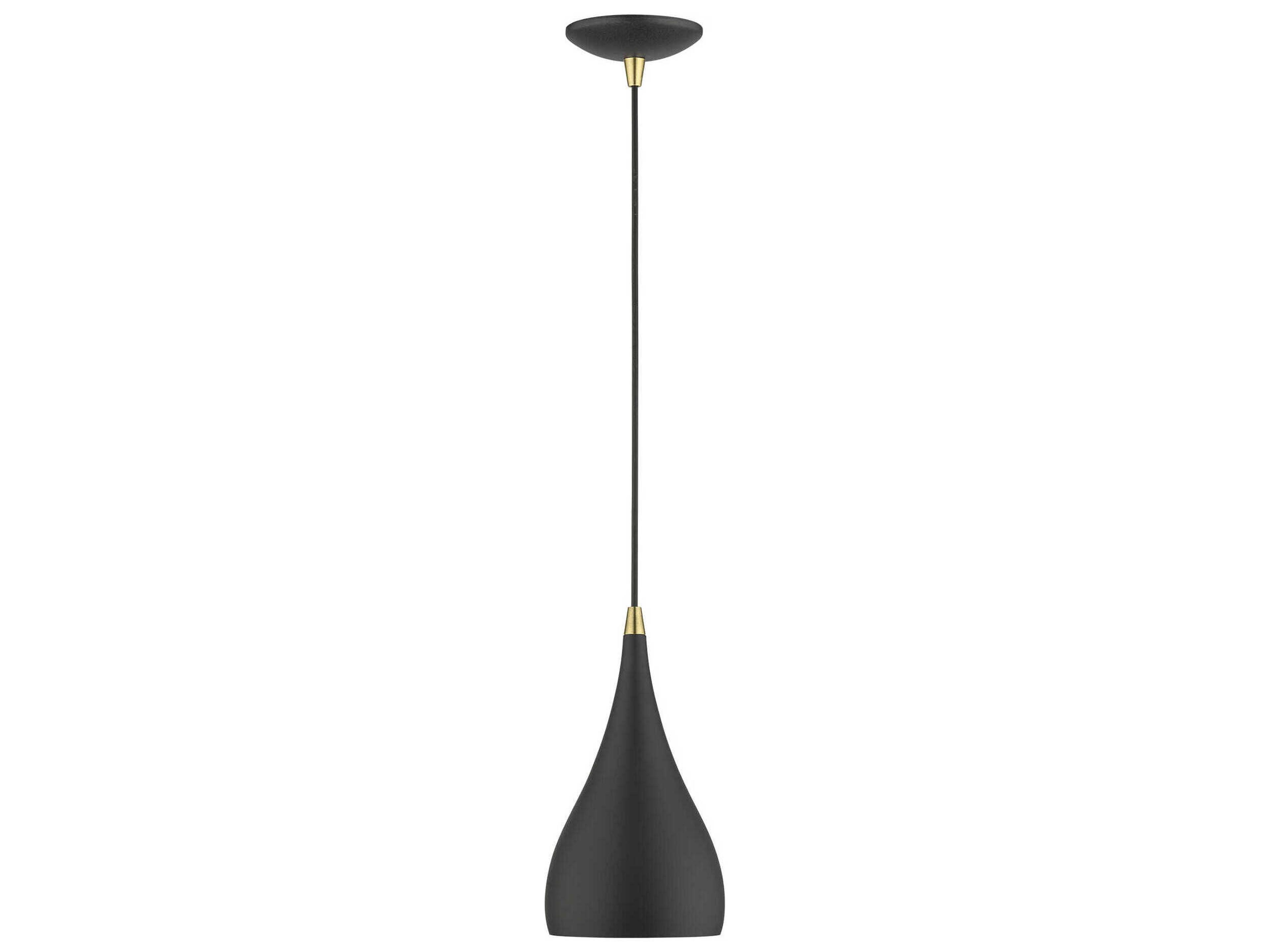 Livex Lighting Amador 1-Light Textured Black Antique Brass Bell Mini Pendant