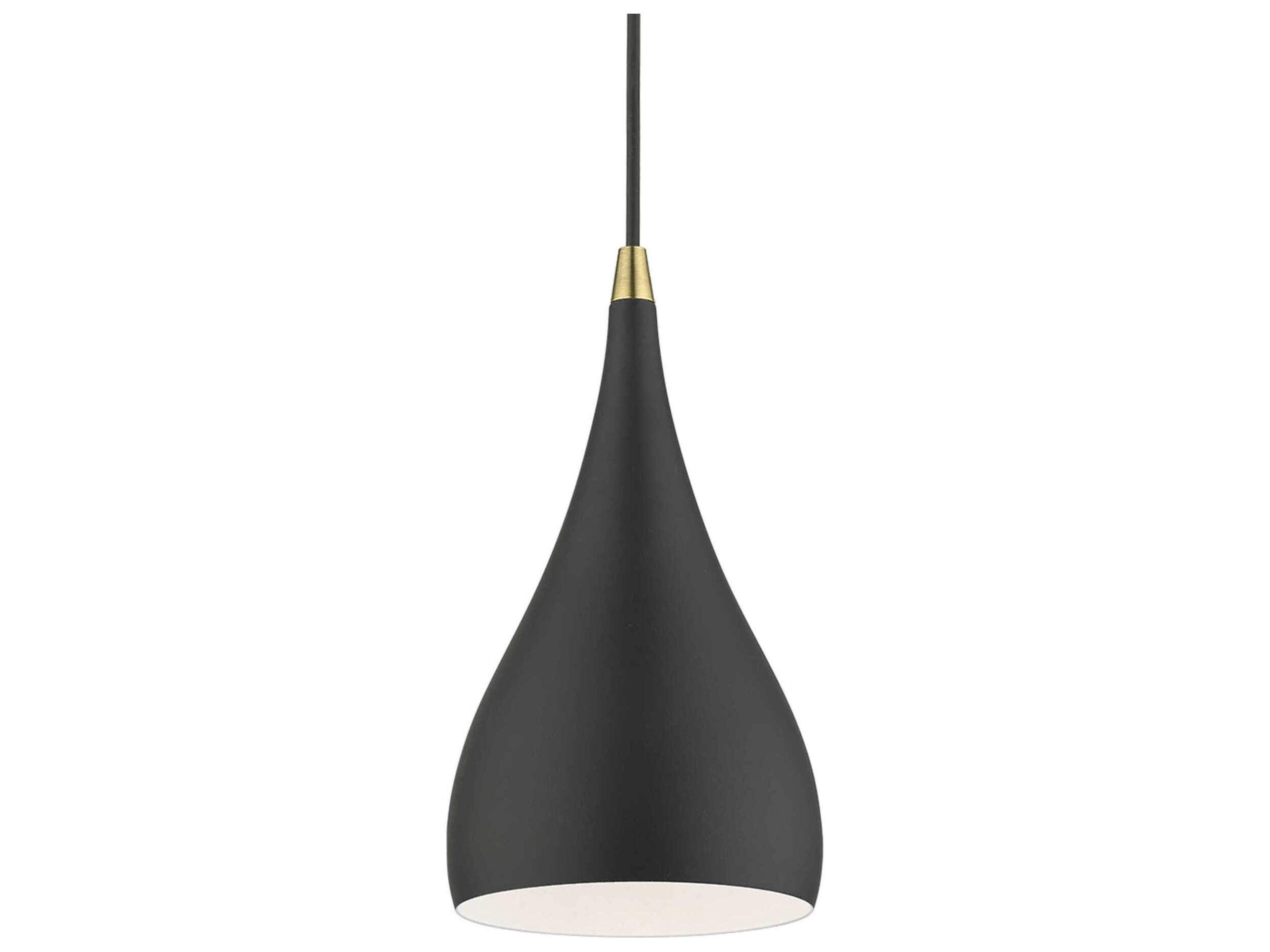 Livex Lighting Amador 1-Light Textured Black Antique Brass Bell Mini Pendant