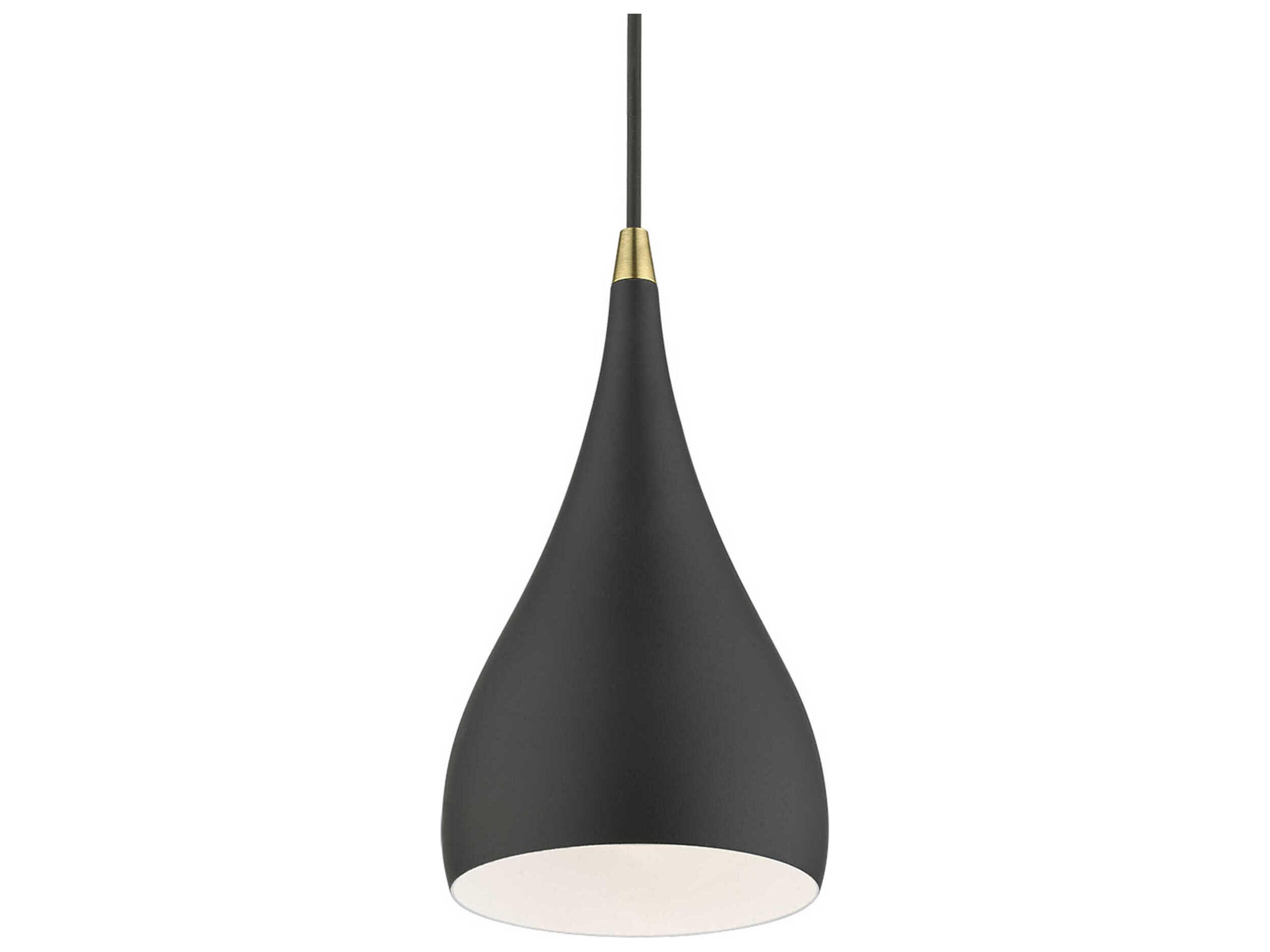 Livex Lighting Amador 1-Light Textured Black Antique Brass Bell Mini Pendant