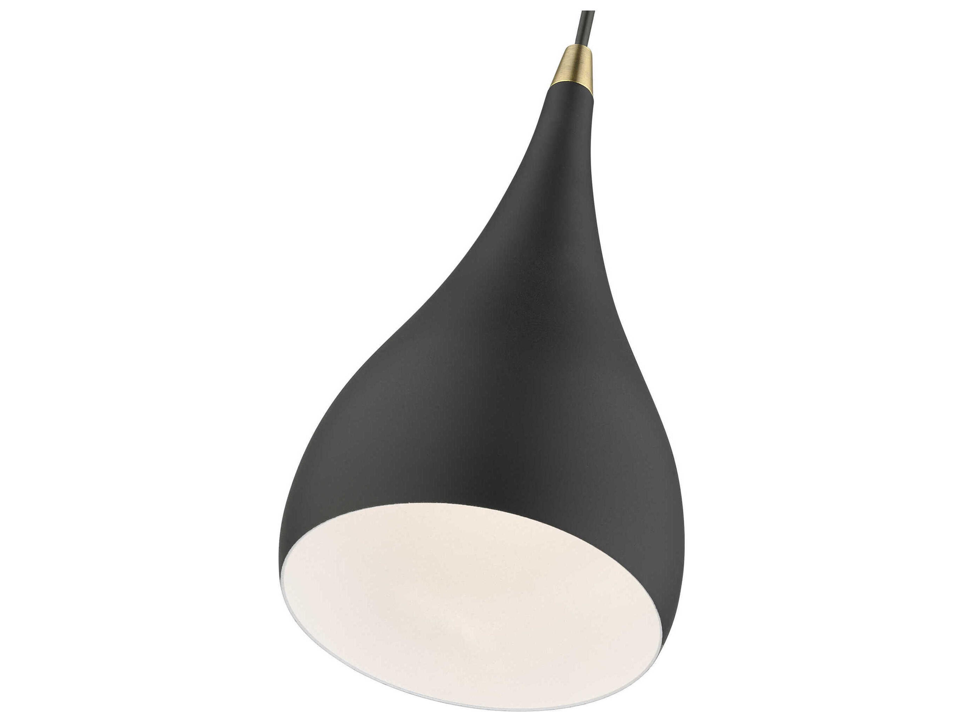 Livex Lighting Amador 1-Light Textured Black Antique Brass Bell Mini Pendant