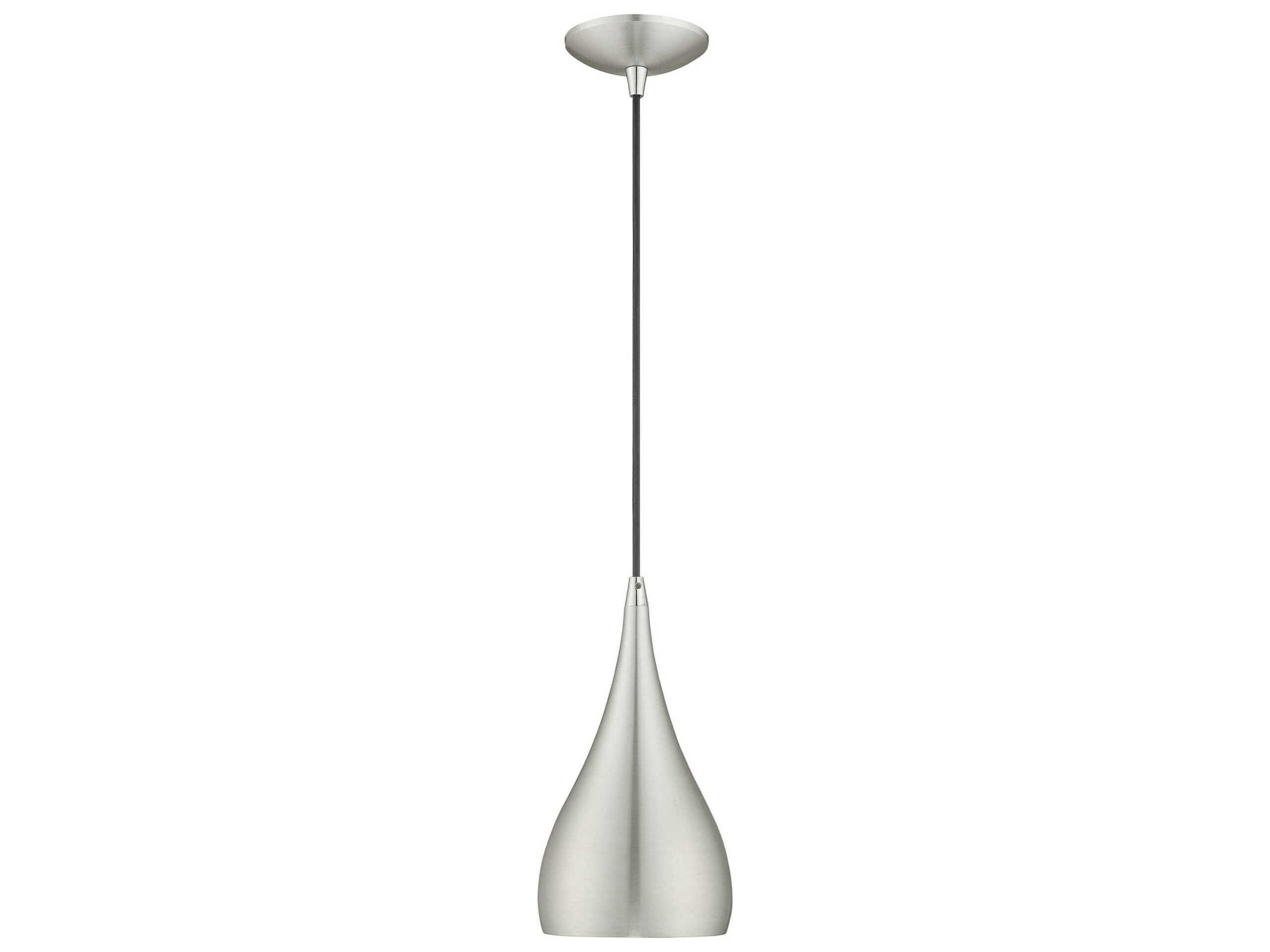 Livex Lighting 1-Light Brushed Aluminum Silver Mini Pendant