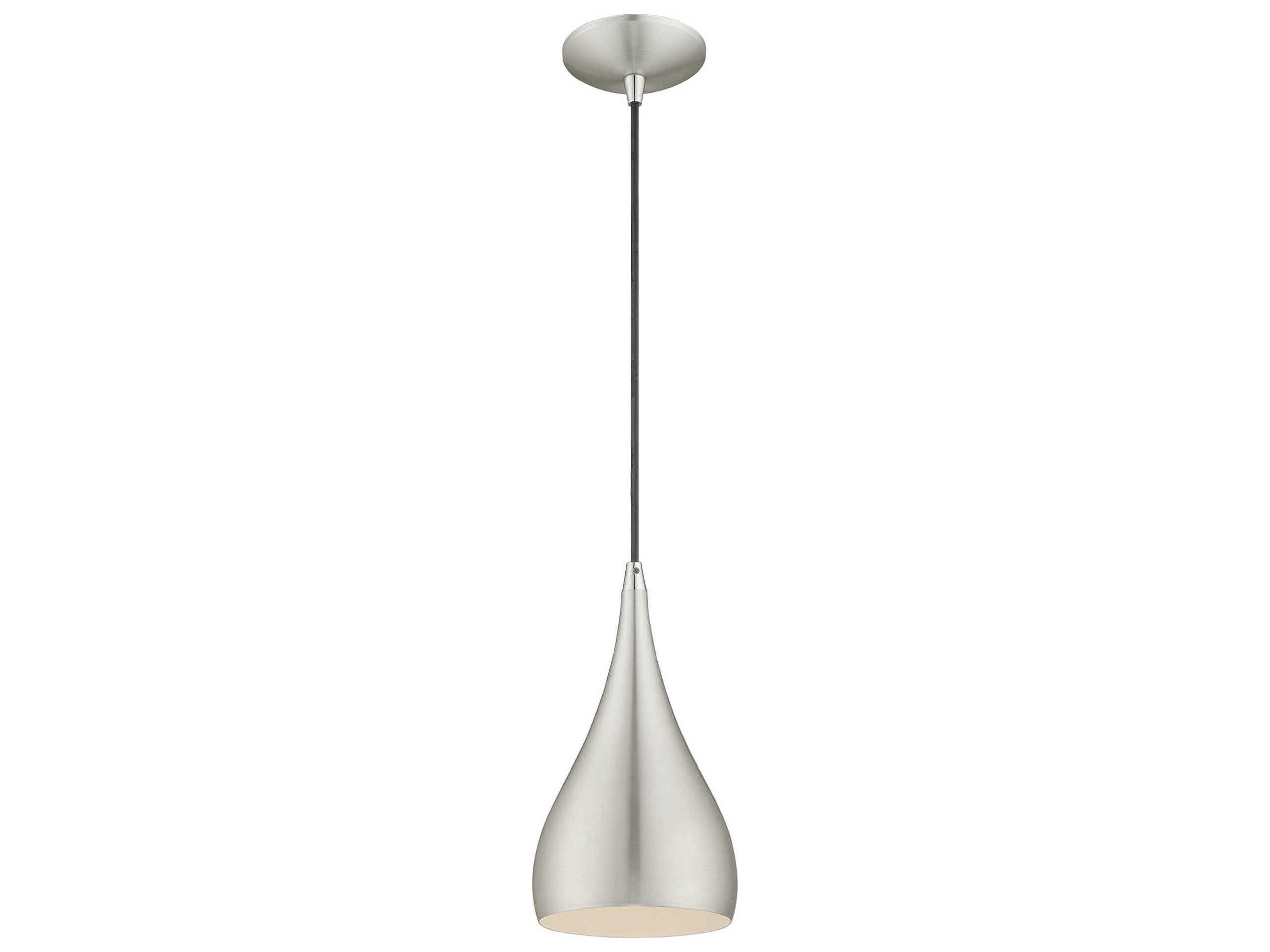 Livex Lighting 1-Light Brushed Aluminum Silver Mini Pendant