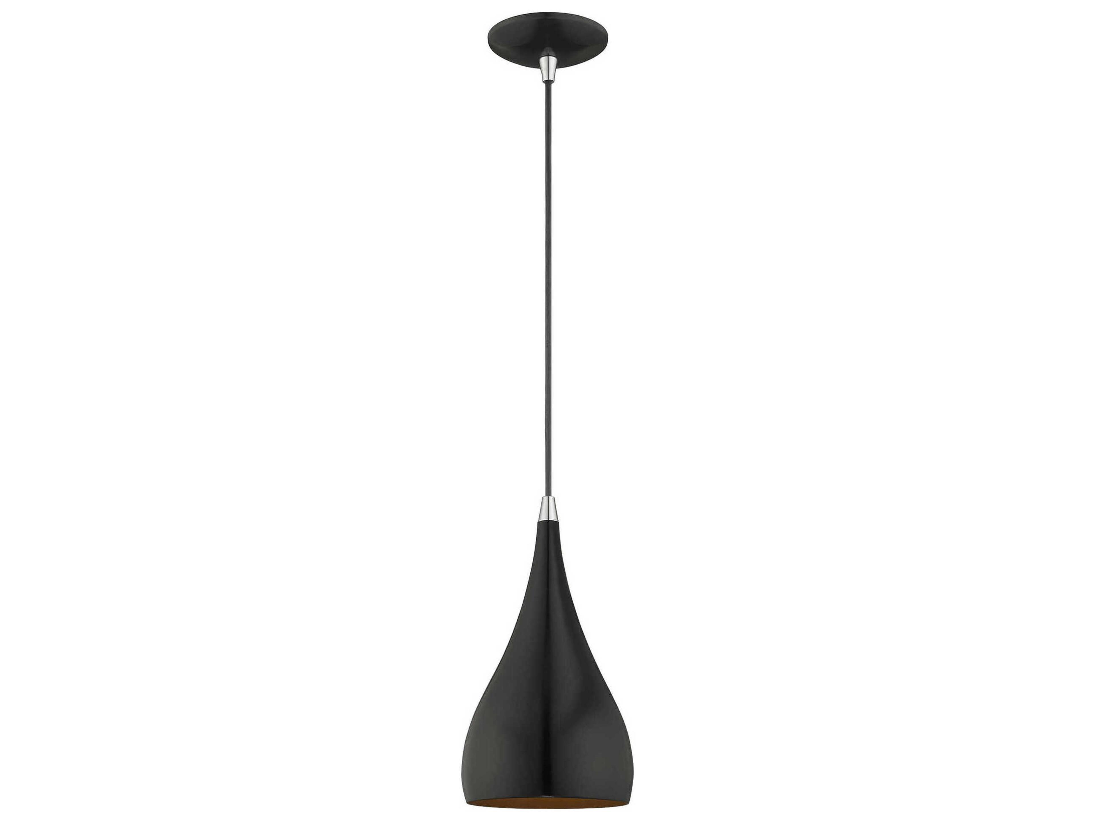 Livex Lighting 1-Light Shiny Black Gold Mini Pendant