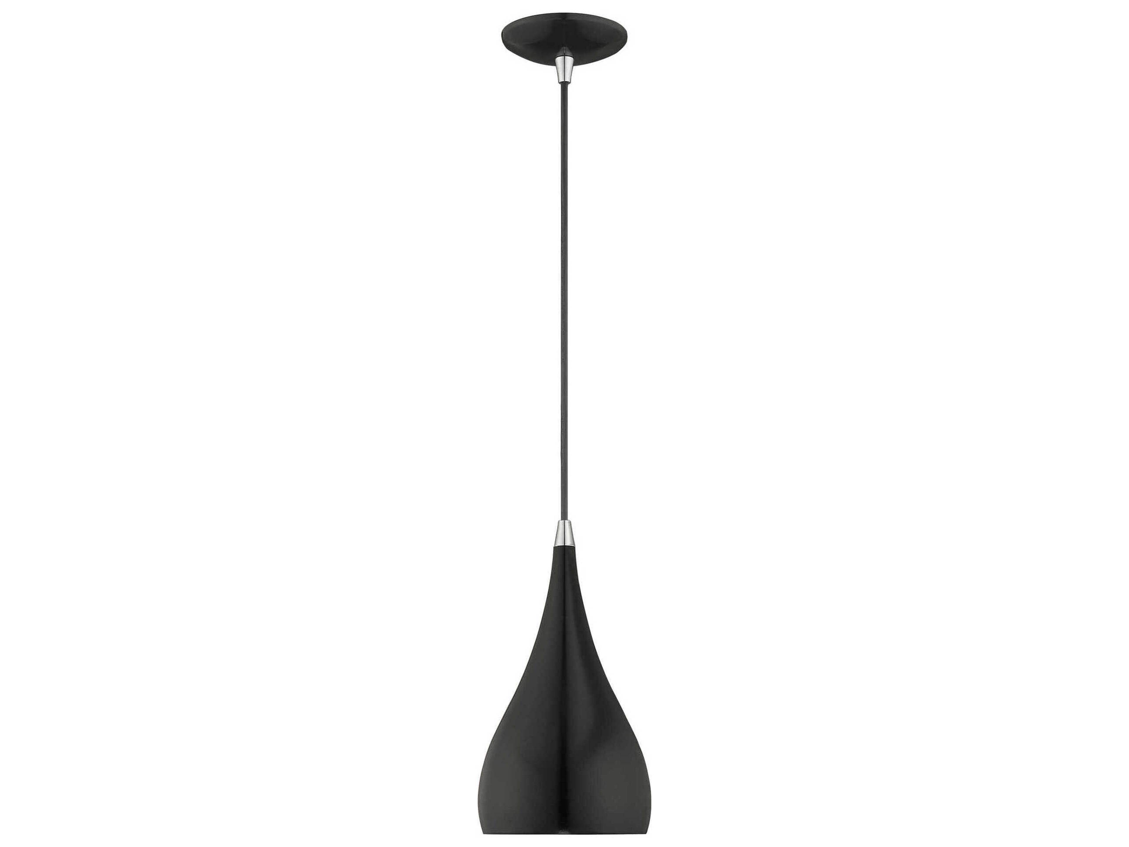 Livex Lighting 1-Light Shiny Black Gold Mini Pendant