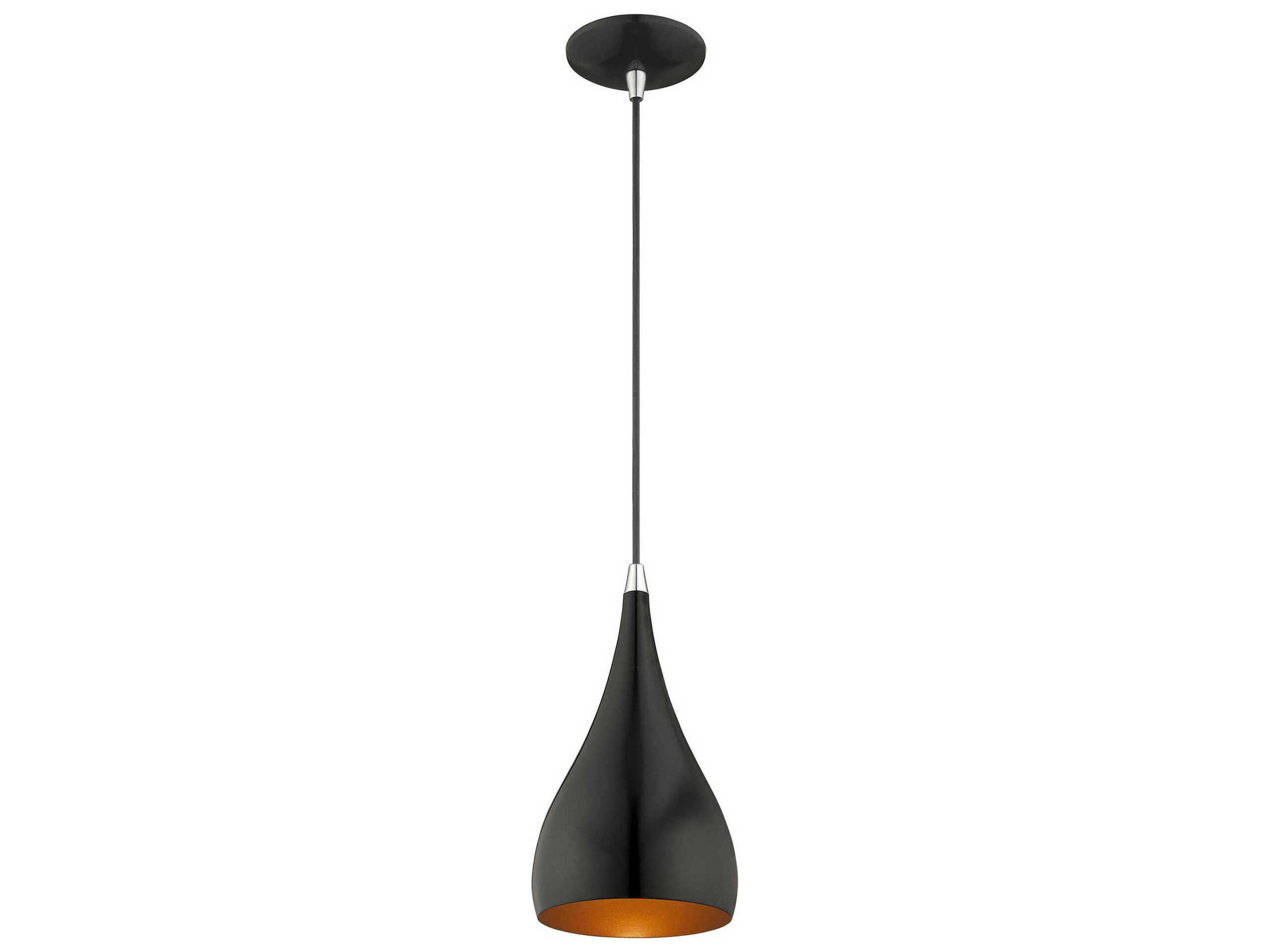 Livex Lighting 1-Light Shiny Black Gold Mini Pendant