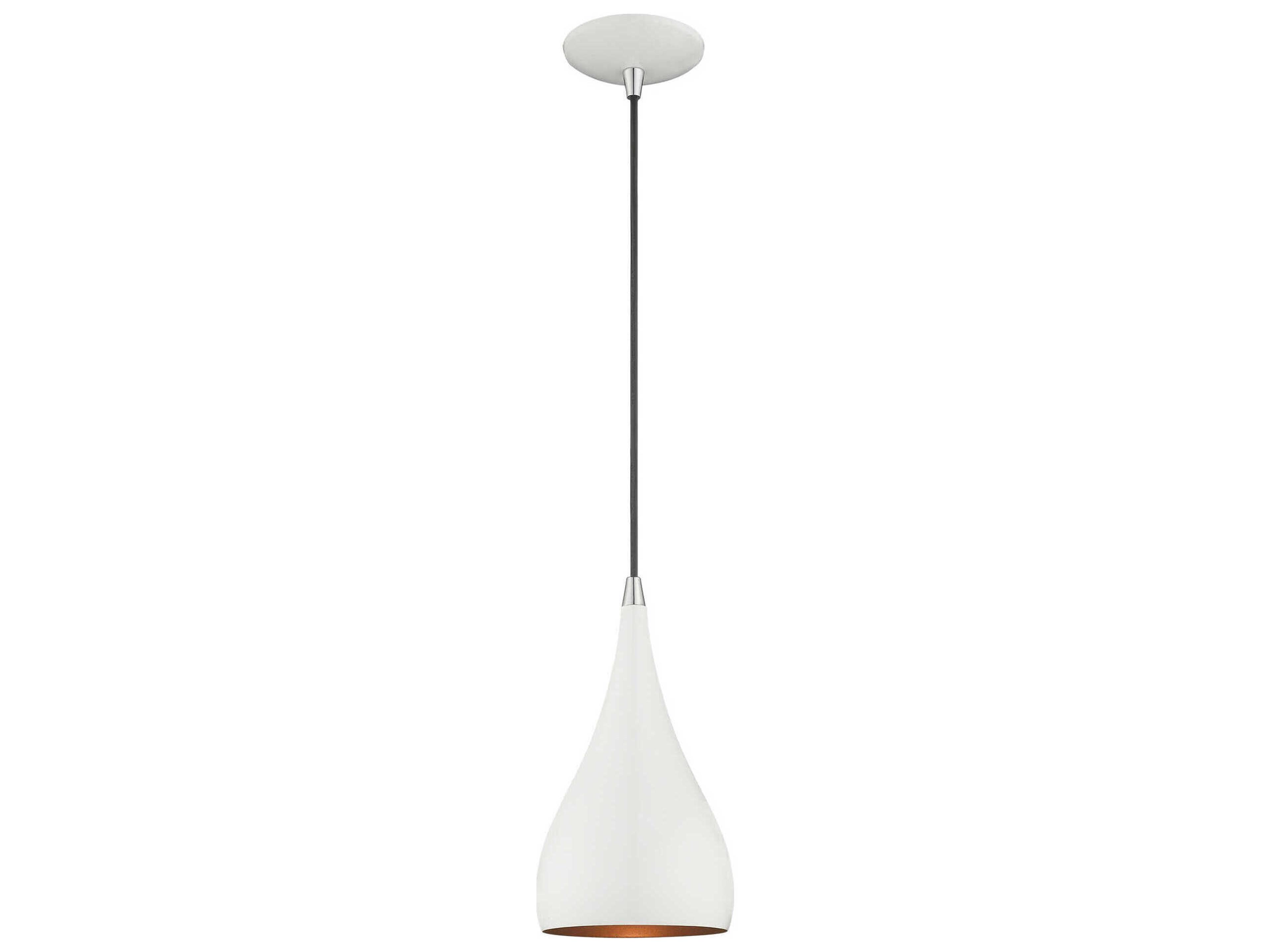 1-Light Shiny White Mini Pendant
