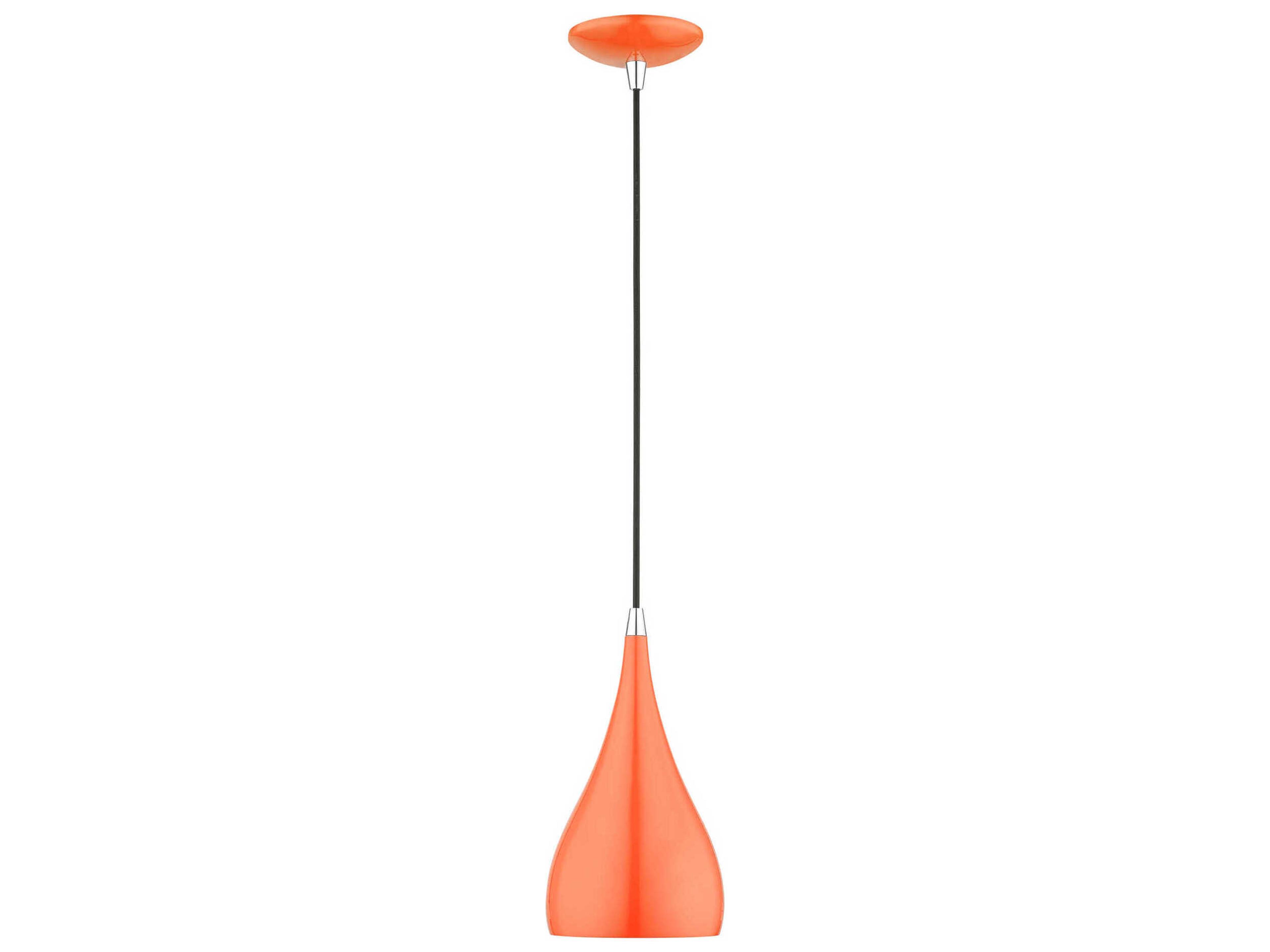 Livex Lighting Amador 1-Light Shiny Orange Polished Chrome Bell Mini Pendant
