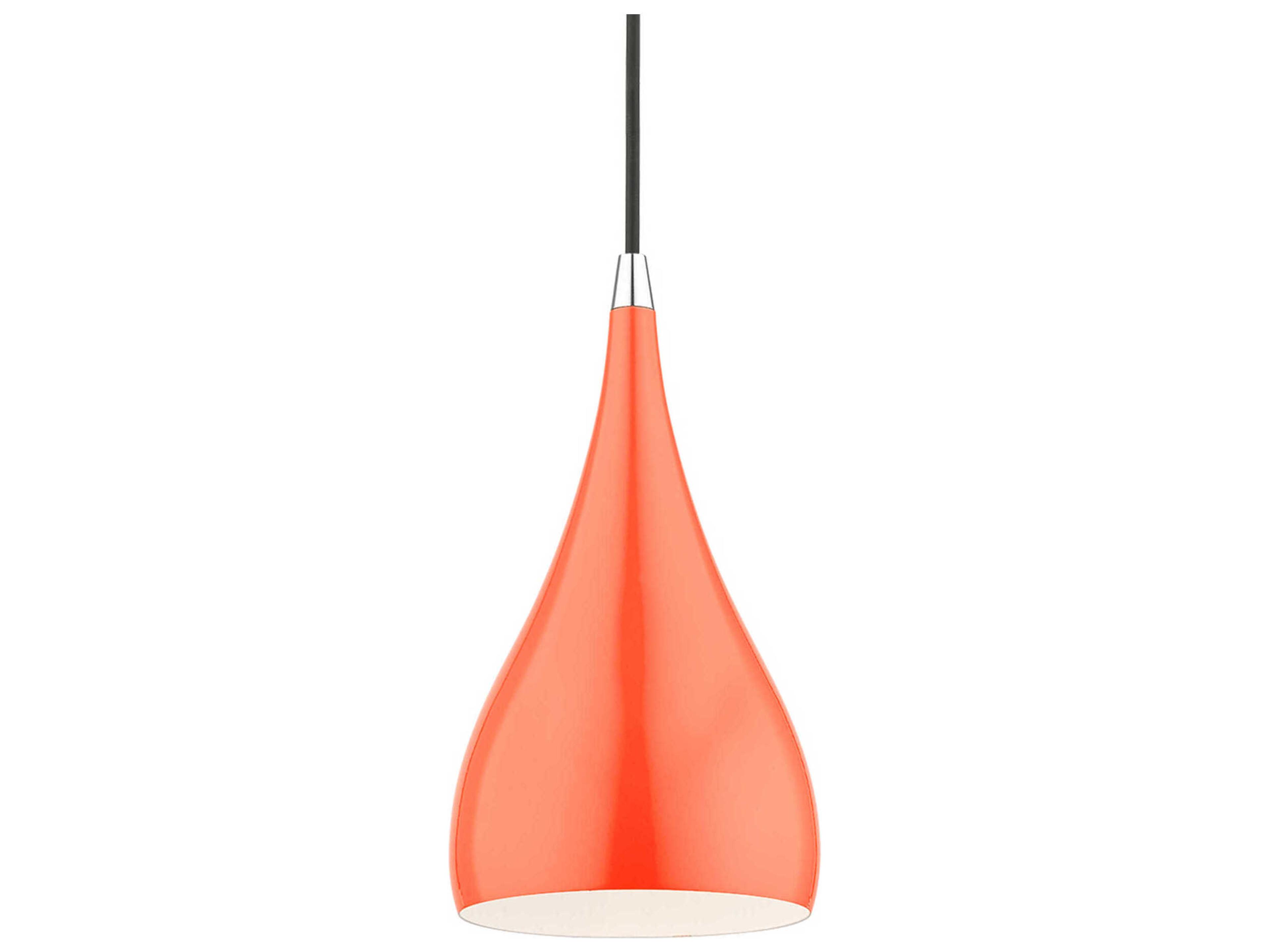 Livex Lighting Amador 1-Light Shiny Orange Polished Chrome Bell Mini Pendant