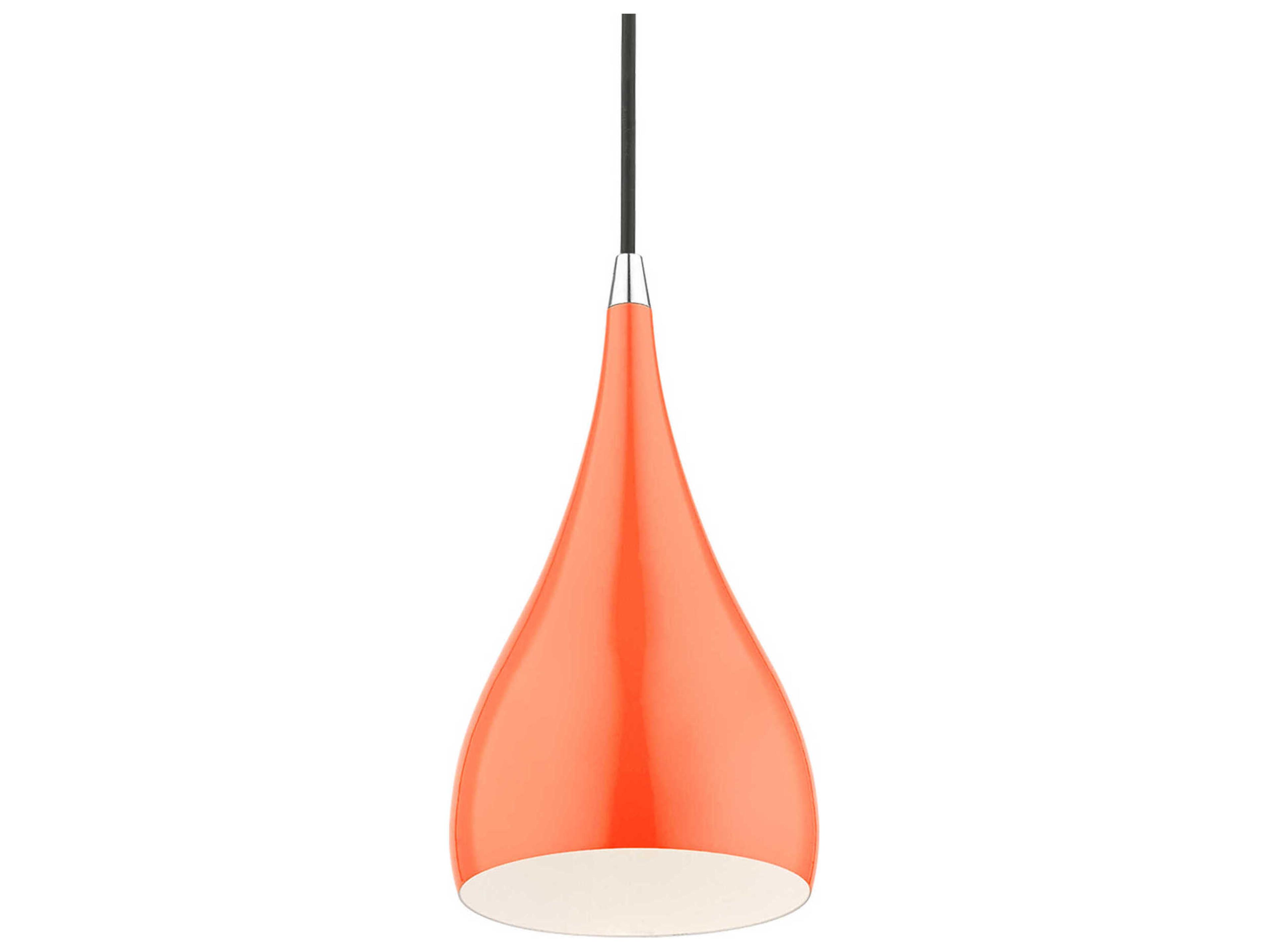 Livex Lighting Amador 1-Light Shiny Orange Polished Chrome Bell Mini Pendant