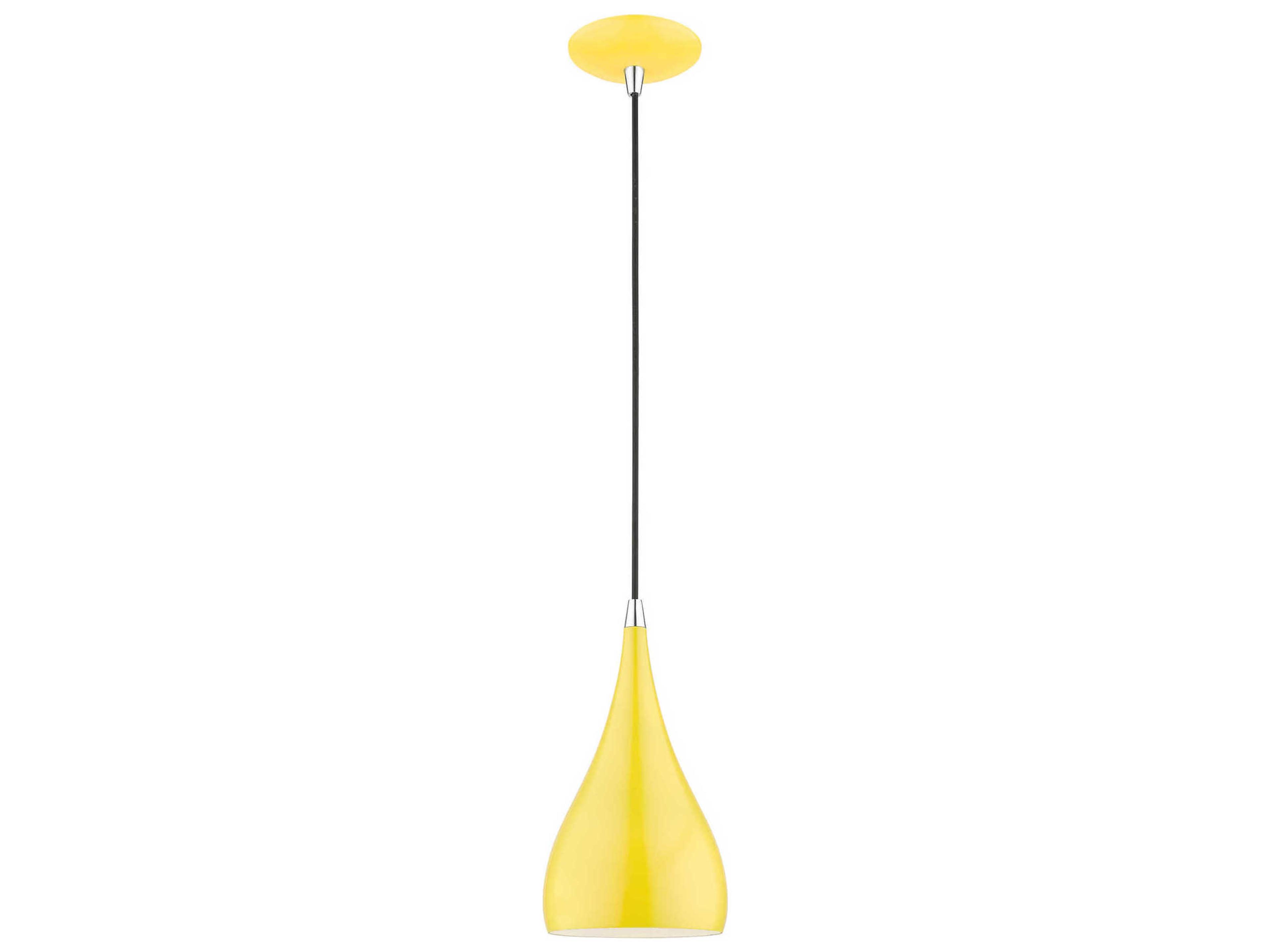 Amador 1-Light Shiny Yellow Polished Chrome Bell Mini Pendant