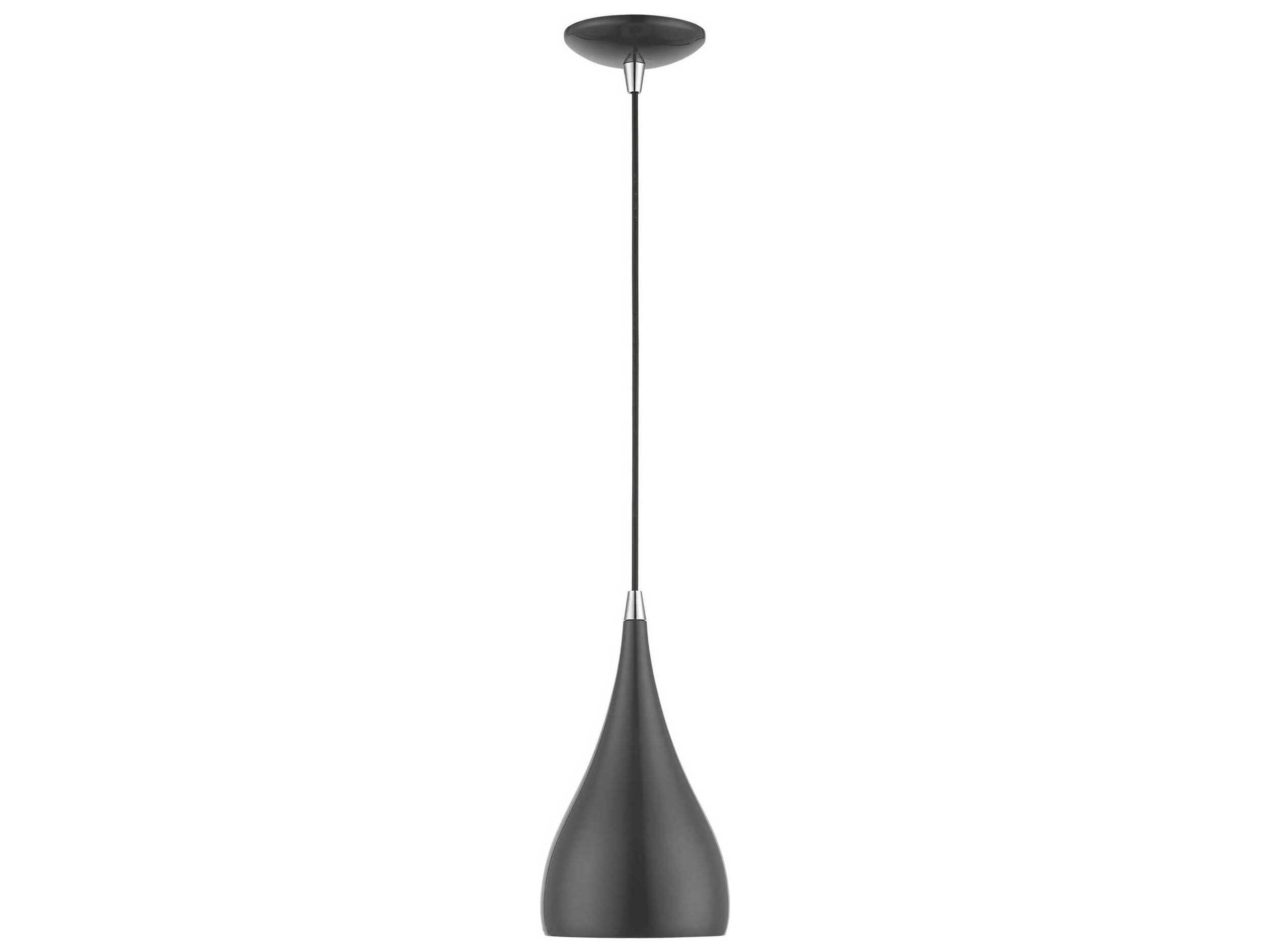 Livex Lighting Amador 1-Light Shiny Dark Gray Polished Chrome Bell Mini Pendant