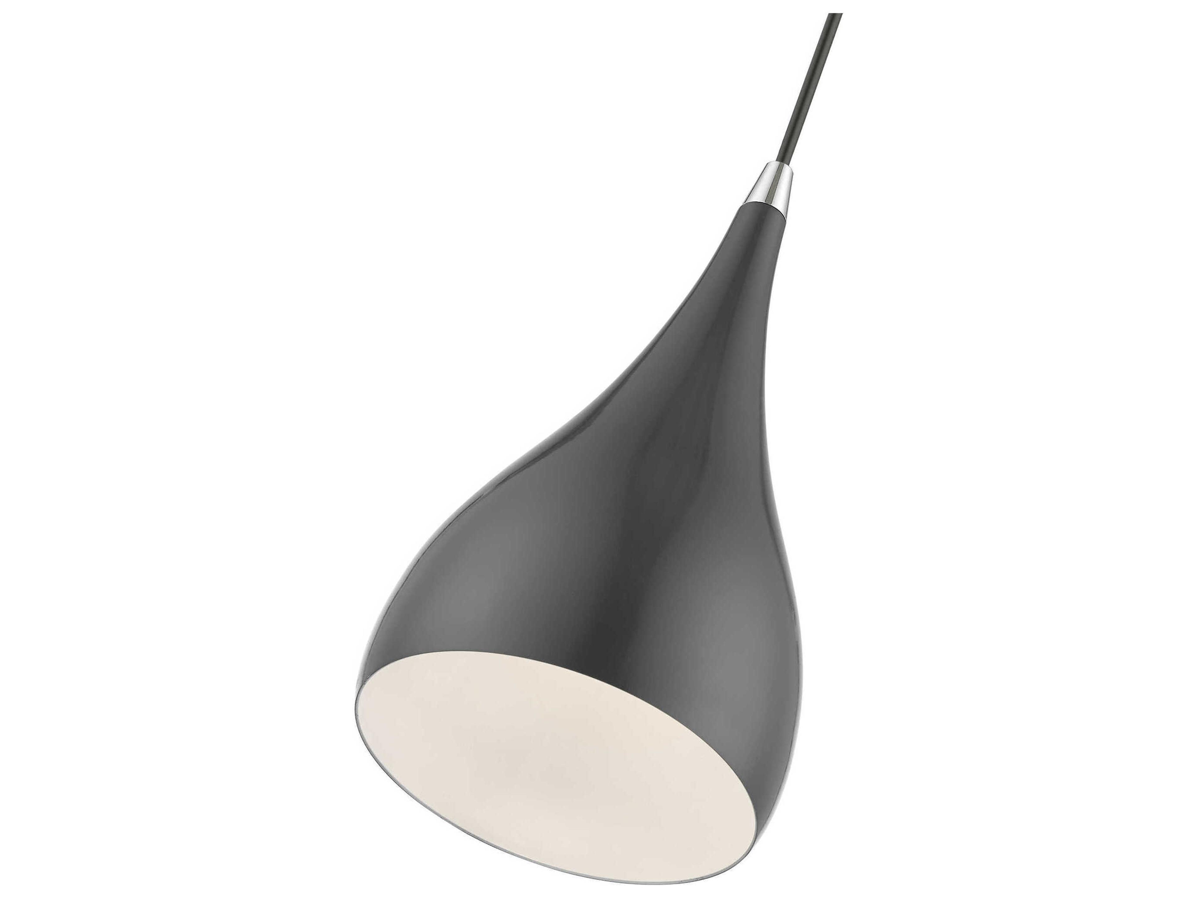 Livex Lighting Amador 1-Light Shiny Dark Gray Polished Chrome Bell Mini Pendant