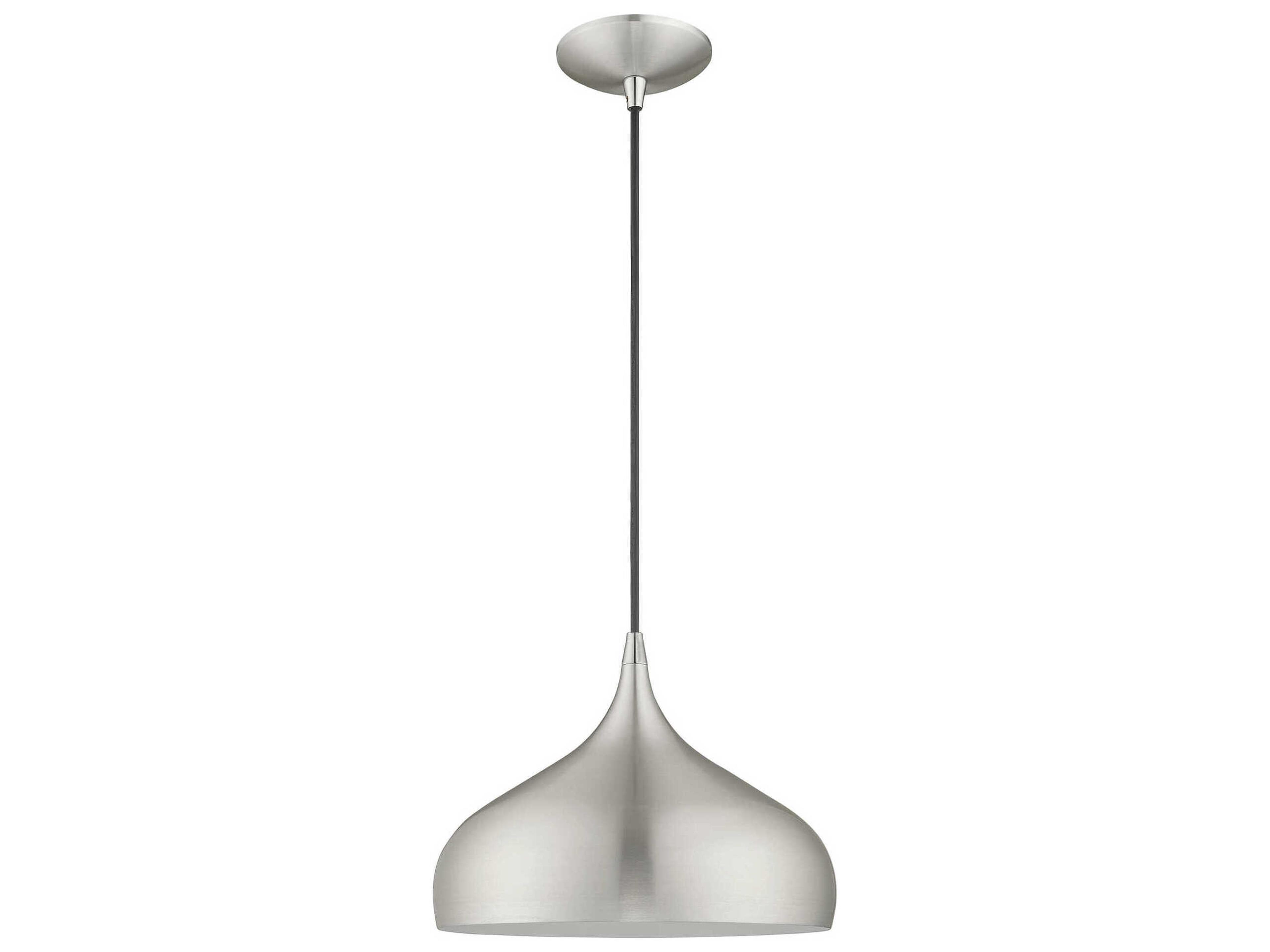Livex Lighting 1-Light Brushed Aluminum Silver Round Mini Pendant