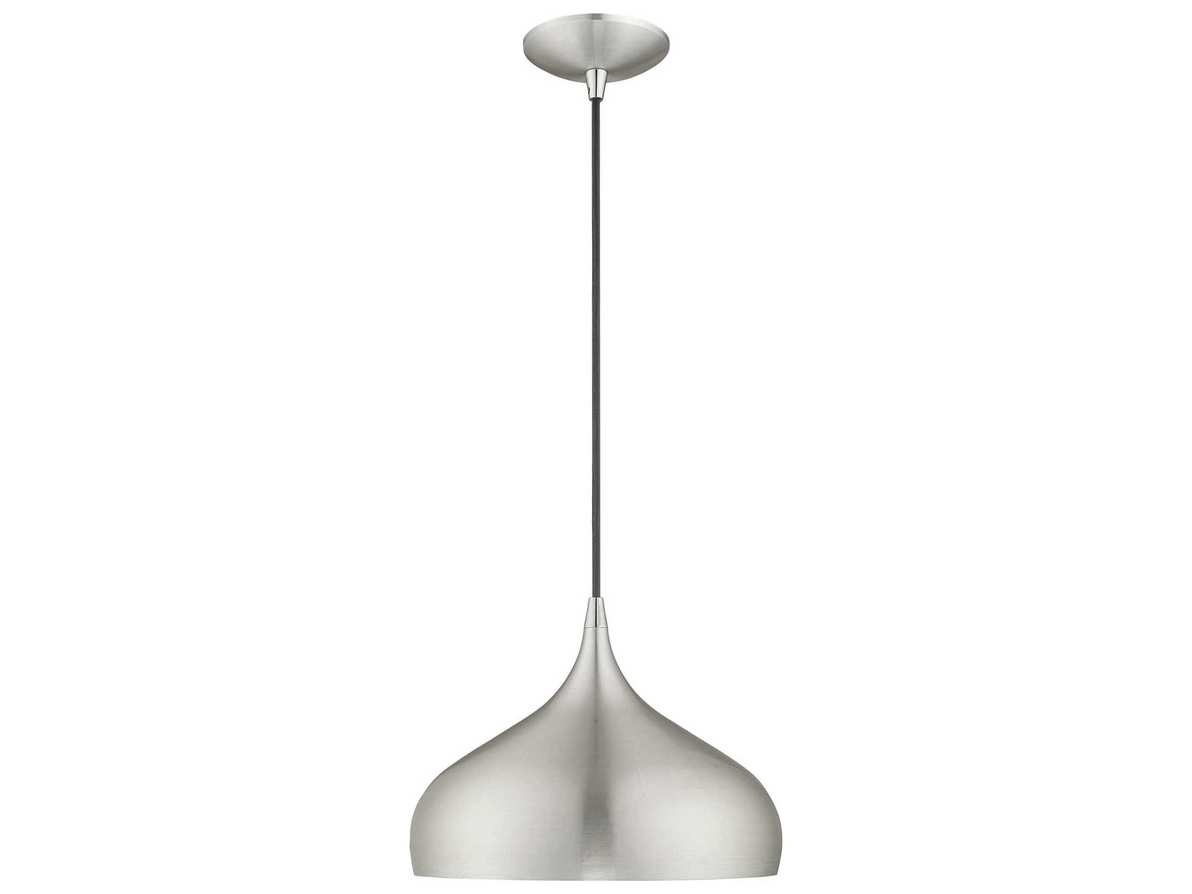 Livex Lighting 1-Light Brushed Aluminum Silver Round Mini Pendant