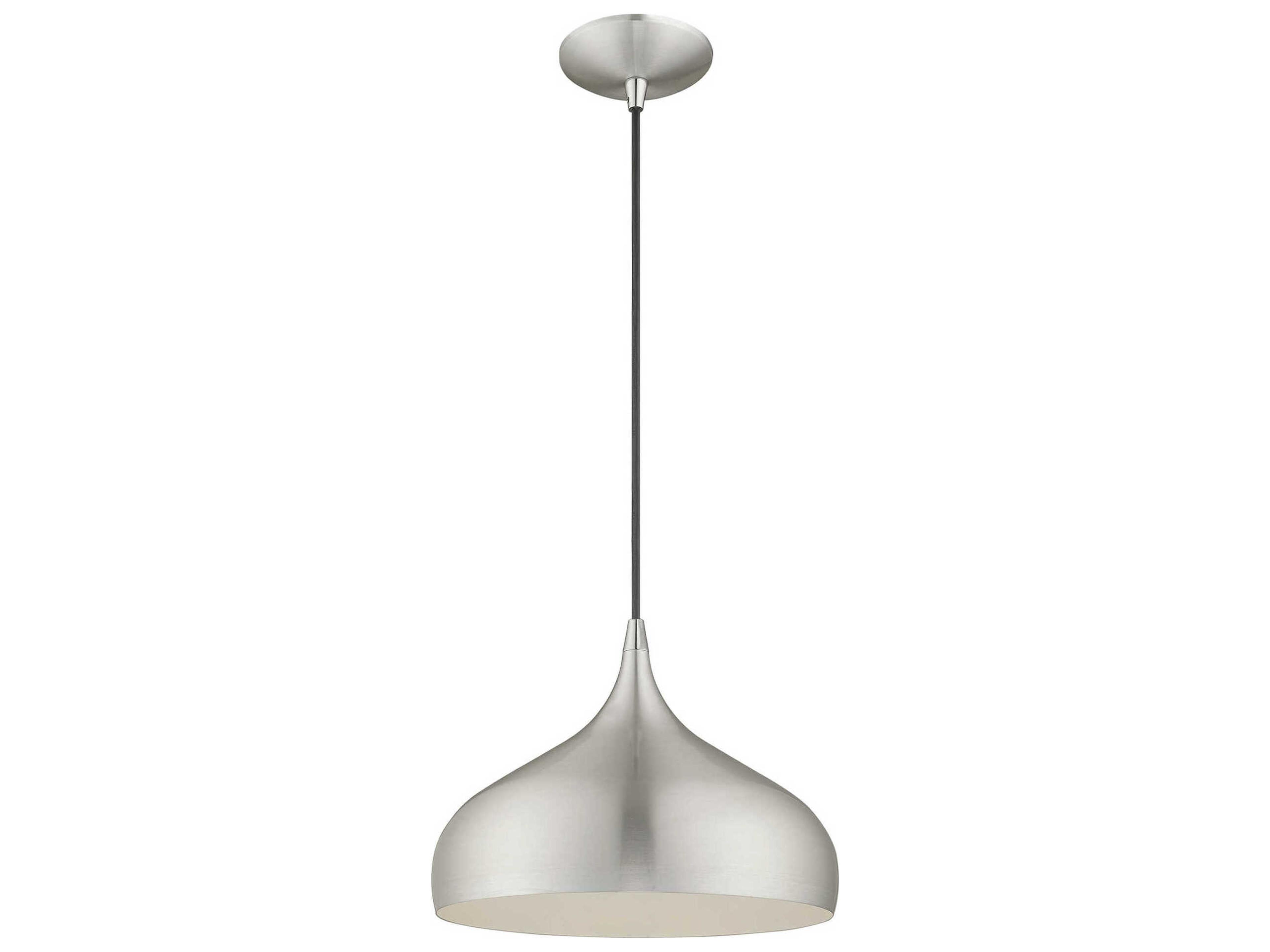 Livex Lighting 1-Light Brushed Aluminum Silver Round Mini Pendant