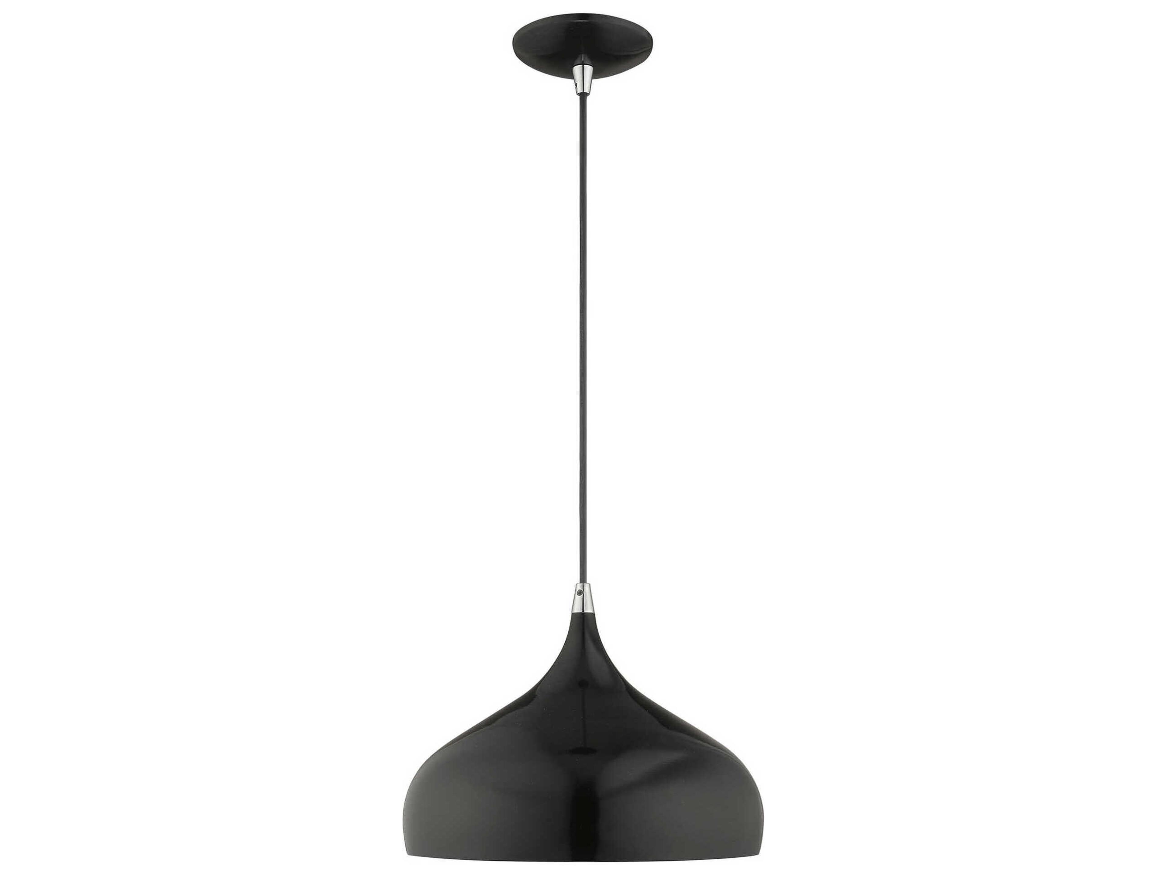 Livex Lighting 1-Light Shiny Black Gold Round Mini Pendant