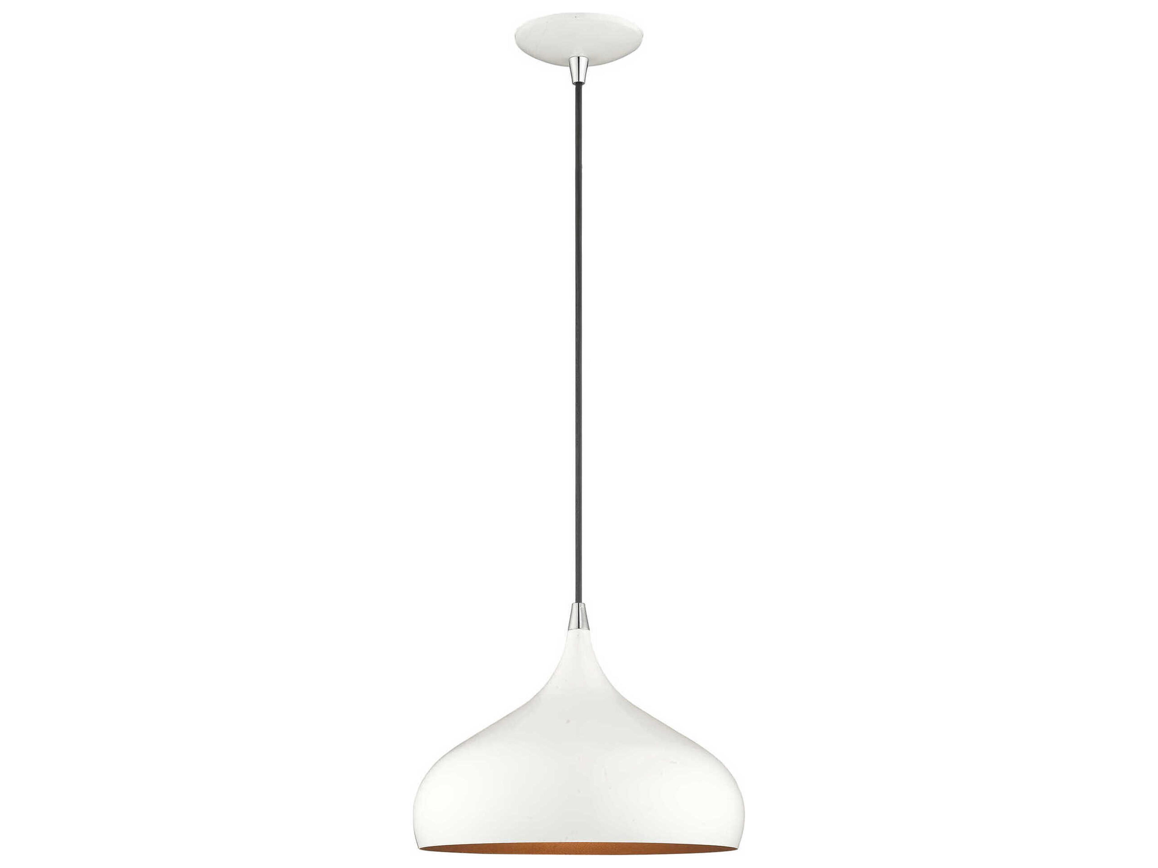 1-Light Shiny White Gold Round Mini Pendant