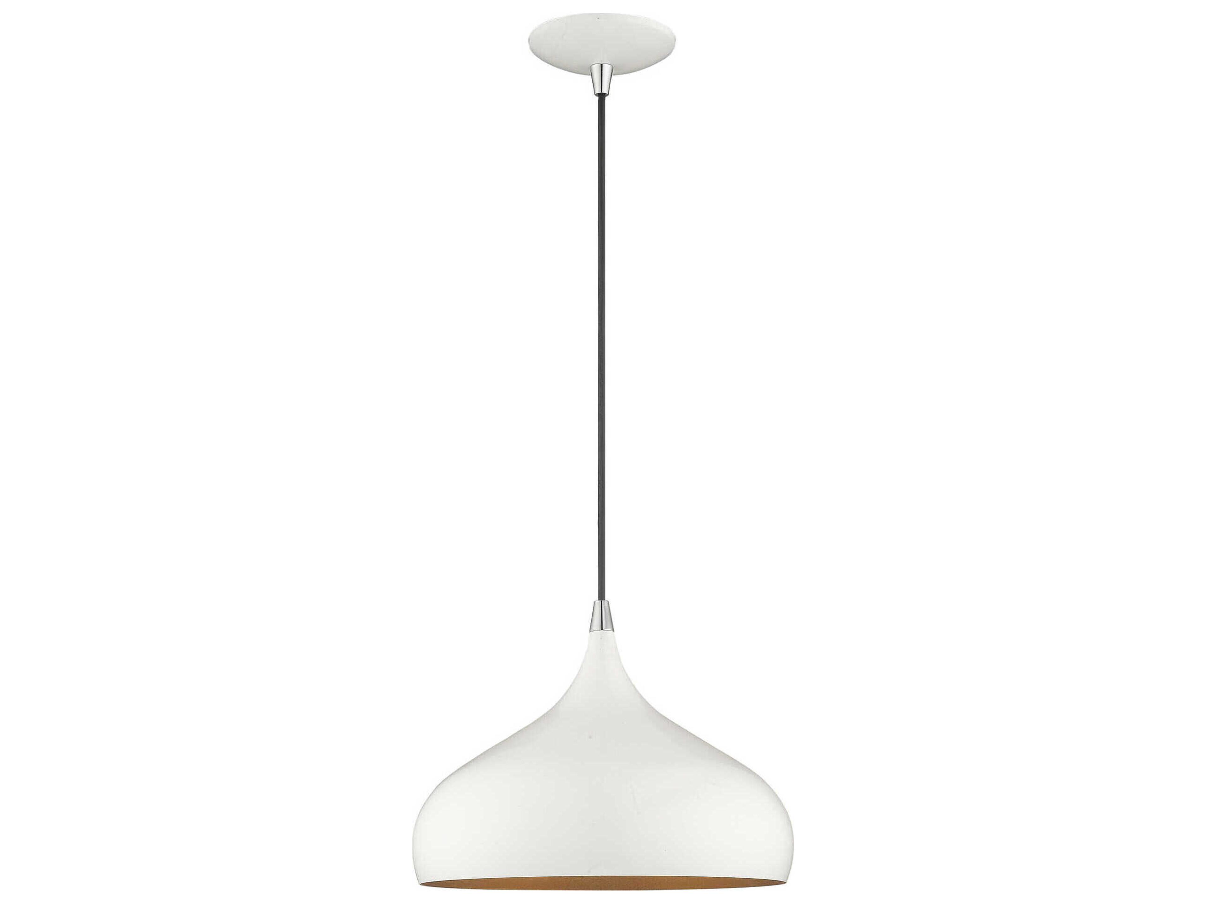 Livex Lighting 1-Light Shiny White Gold Round Mini Pendant