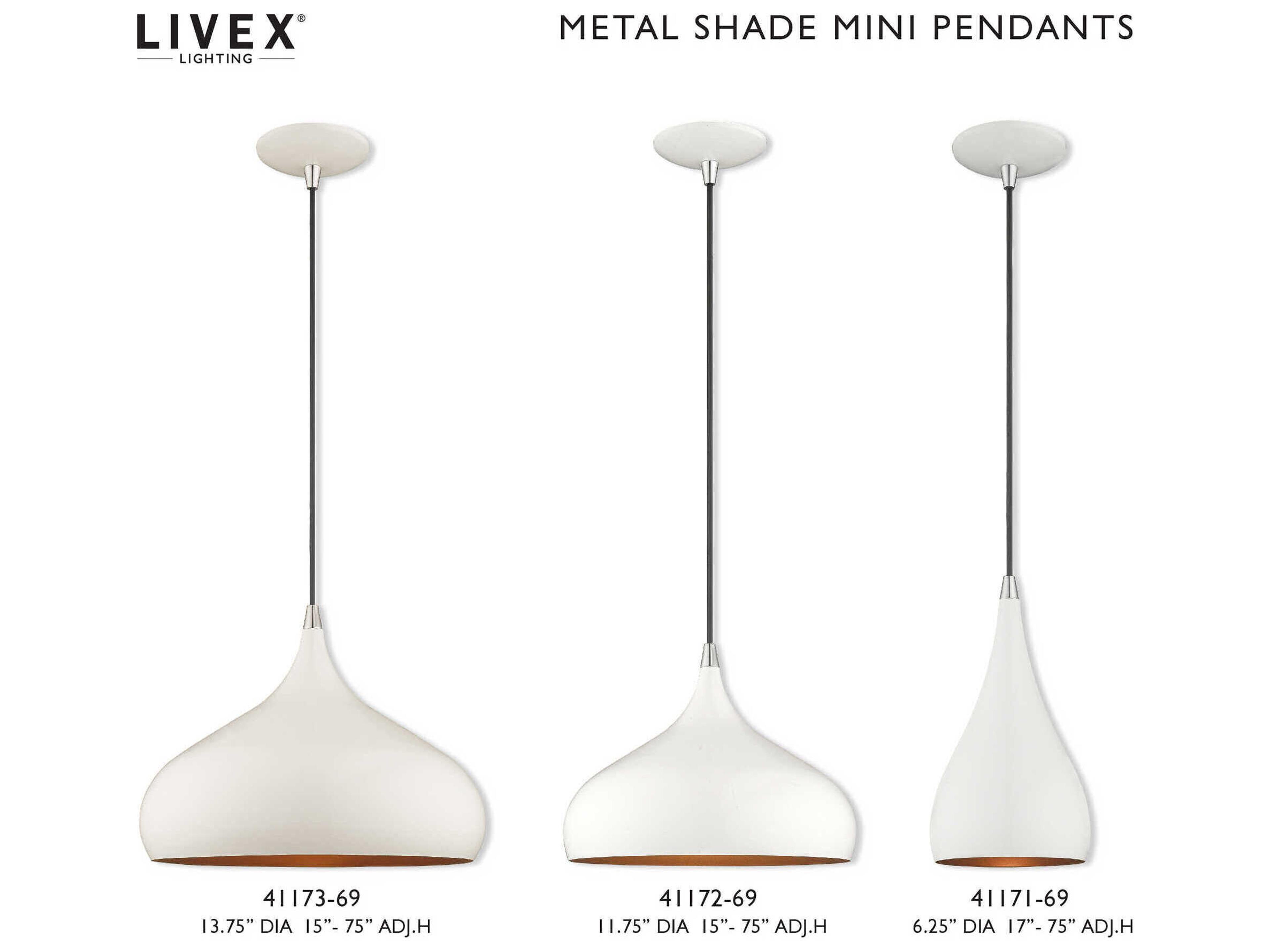 Livex Lighting 1-Light Shiny White Gold Round Mini Pendant