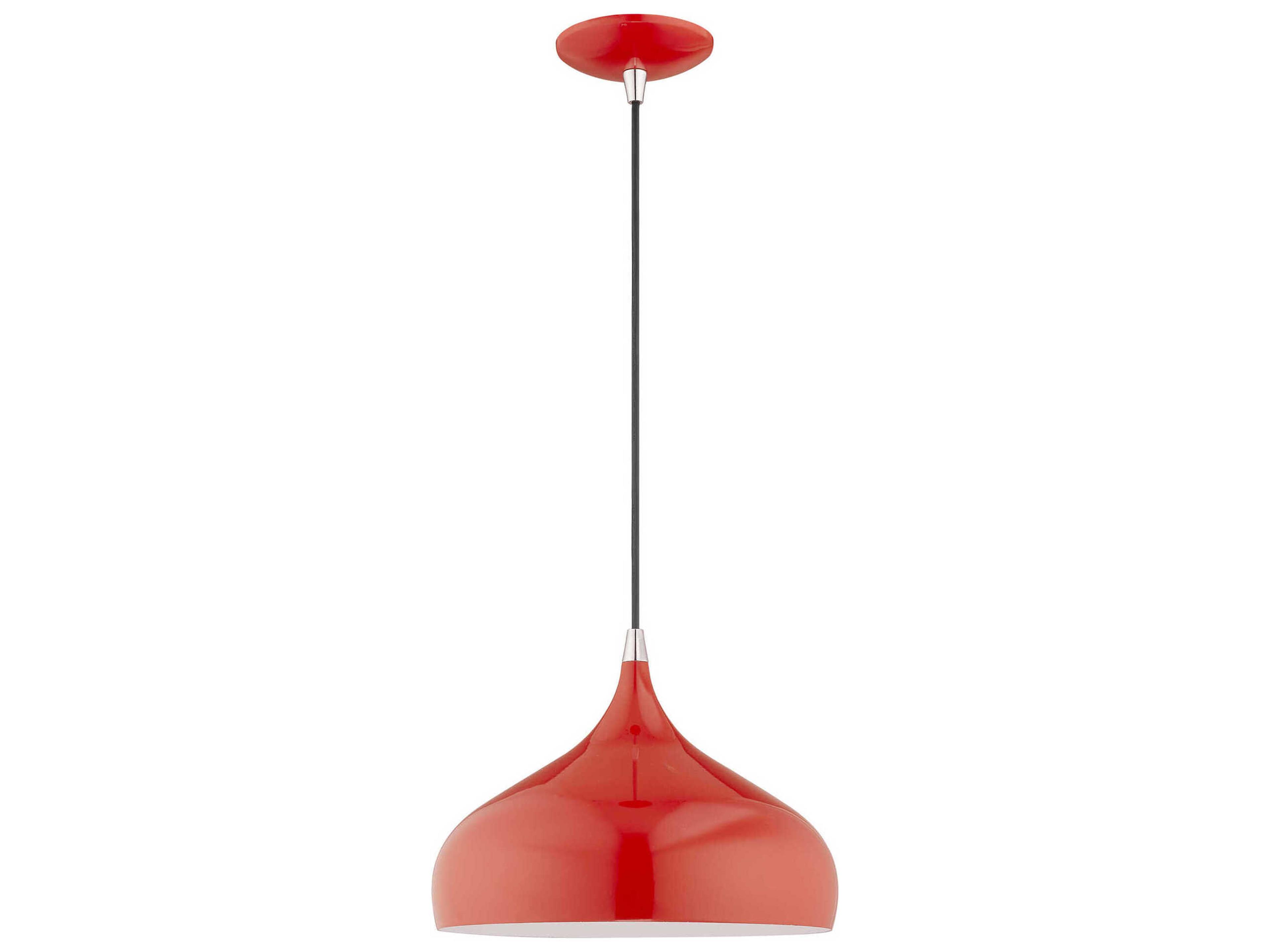 Livex Lighting 1-Light Shiny Red White Mini Pendant
