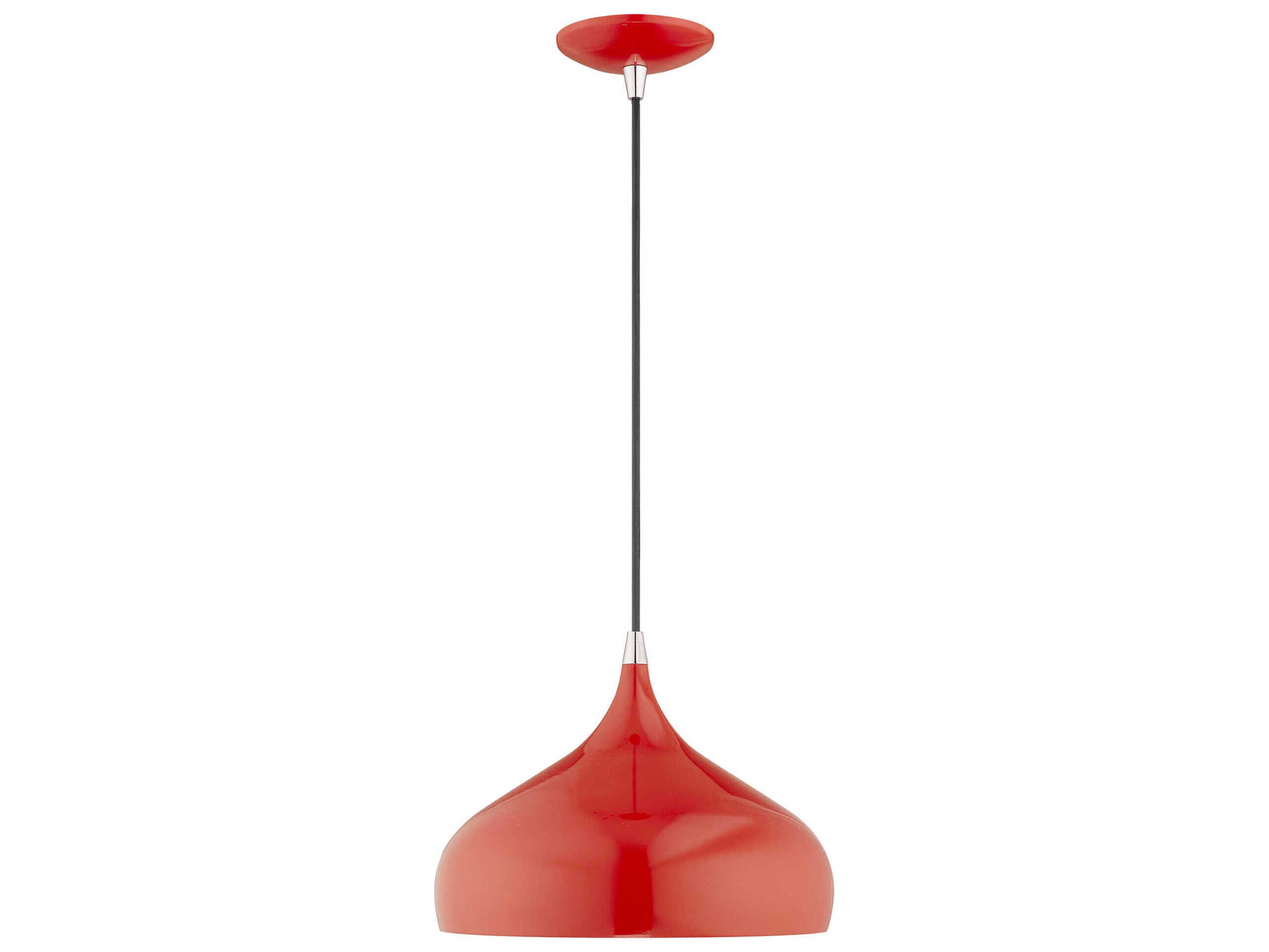 Livex Lighting 1-Light Shiny Red White Mini Pendant