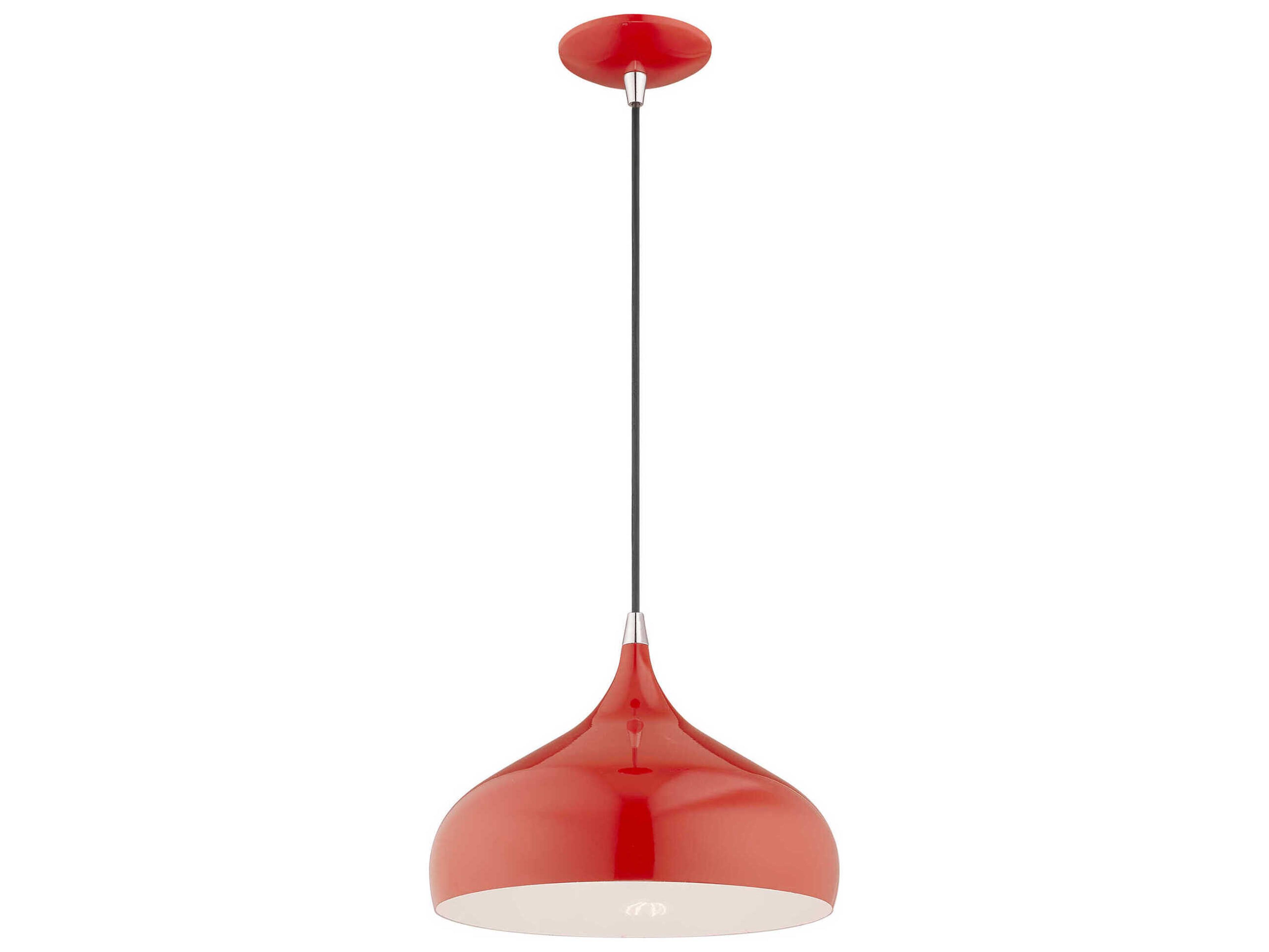Livex Lighting 1-Light Shiny Red White Mini Pendant