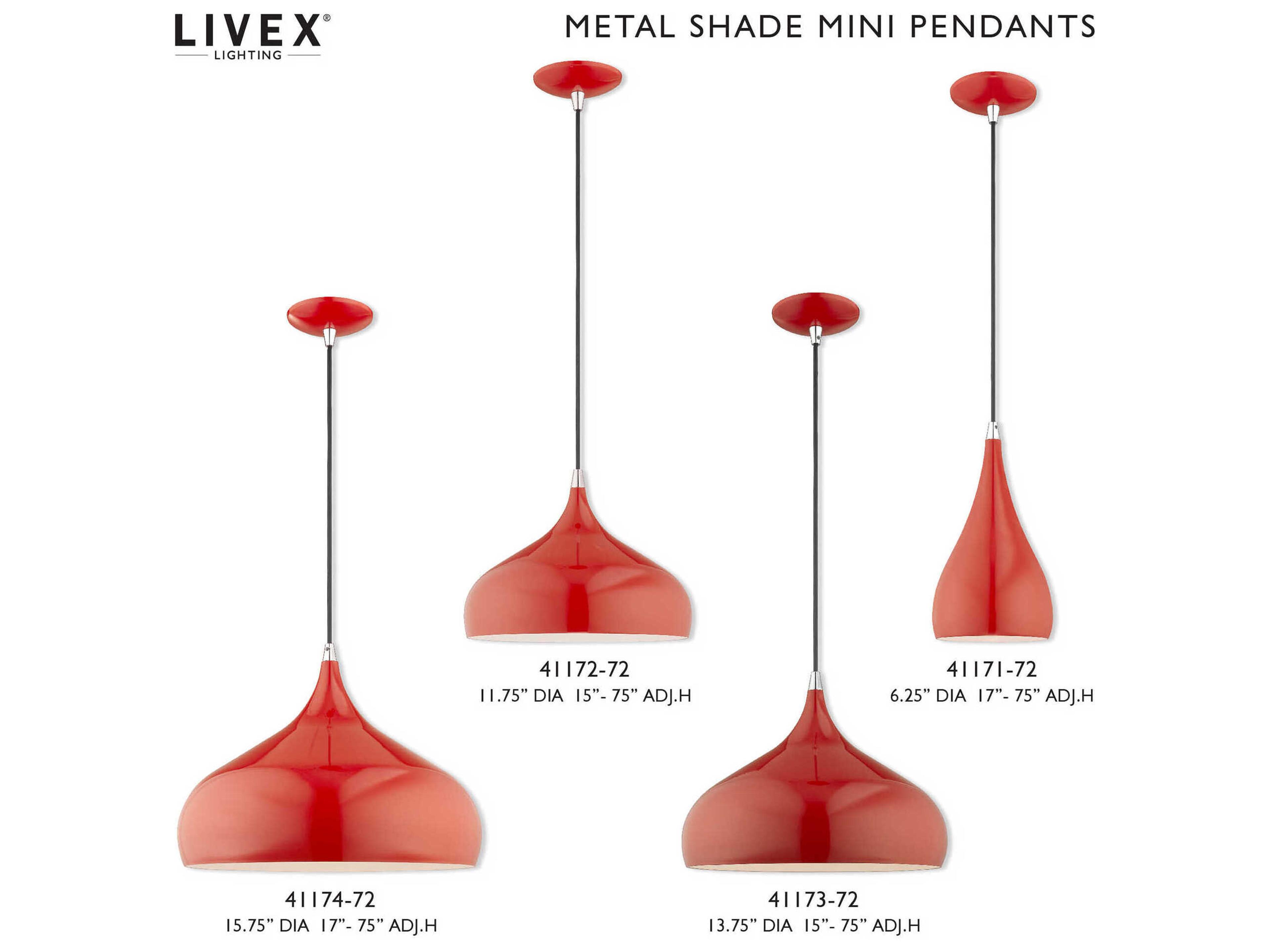 Livex Lighting 1-Light Shiny Red White Mini Pendant