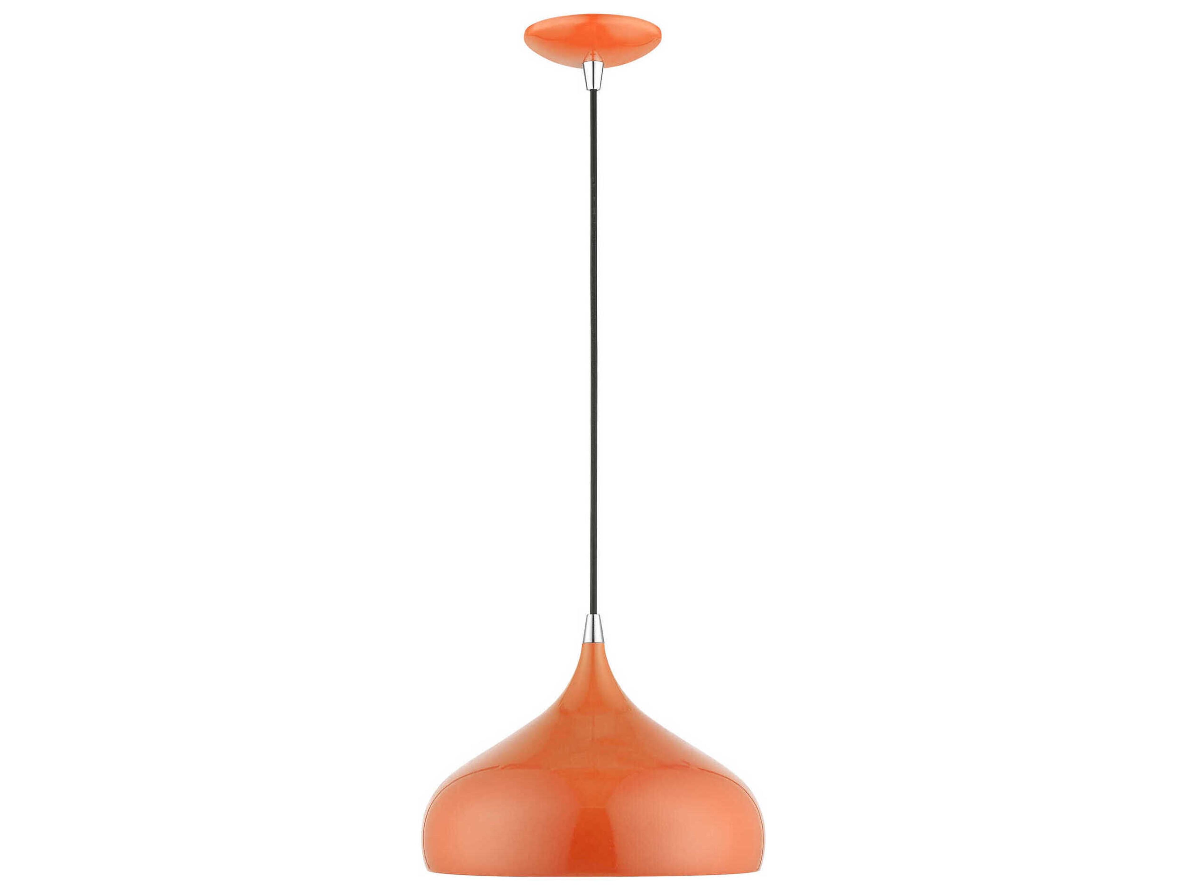 Livex Lighting Amador 1-Light Shiny Orange Polished Chrome Dome Mini Pendant