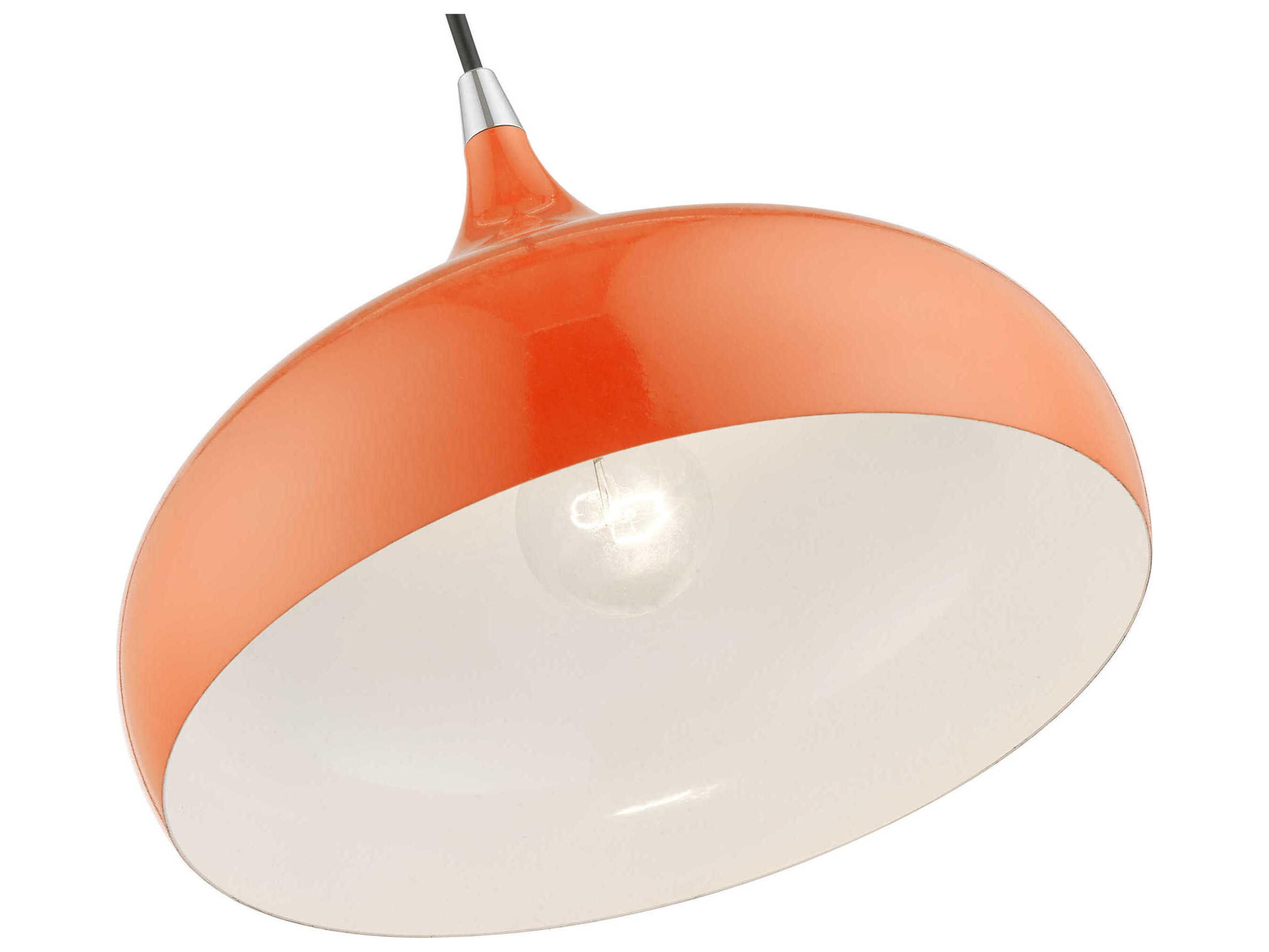 Livex Lighting Amador 1-Light Shiny Orange Polished Chrome Dome Mini Pendant