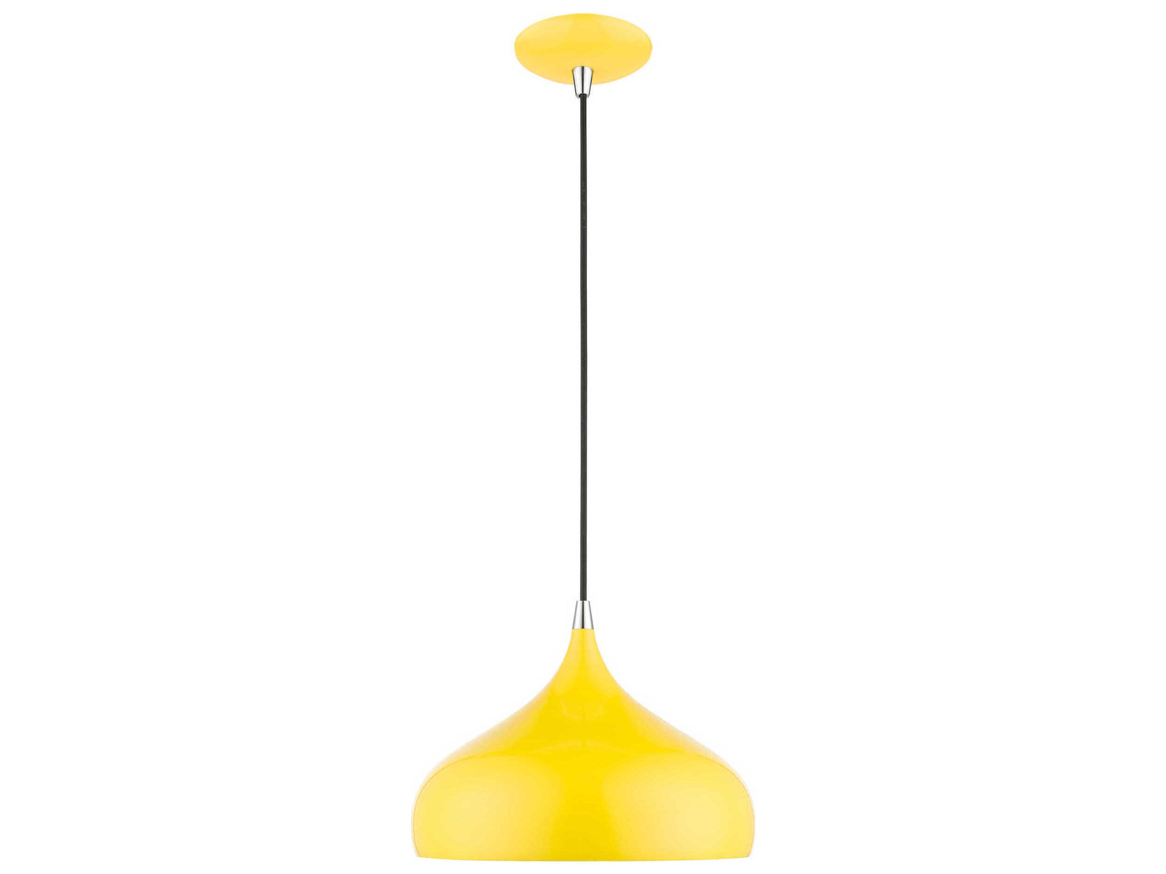 Livex Lighting Amador 1-Light Shiny Yellow Polished Chrome Dome Mini Pendant