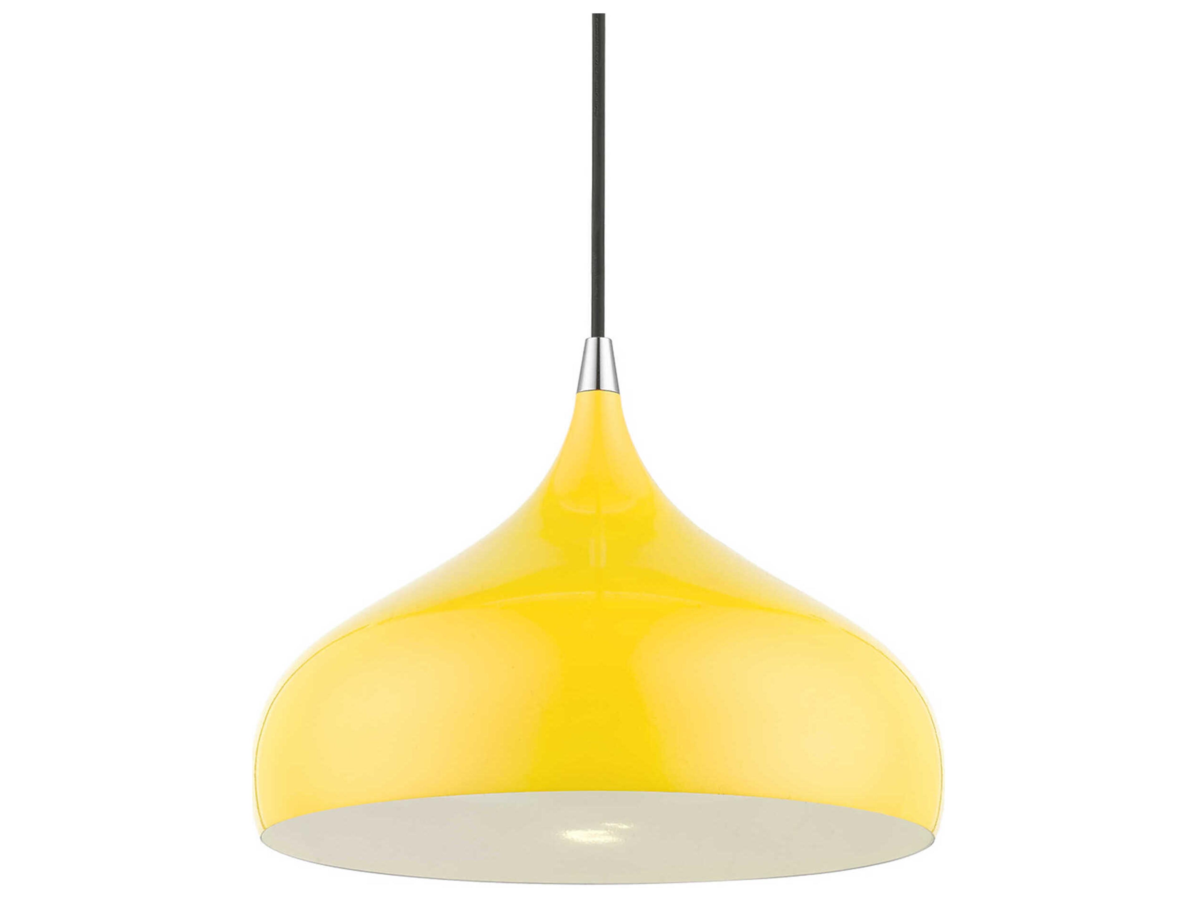 Livex Lighting Amador 1-Light Shiny Yellow Polished Chrome Dome Mini Pendant