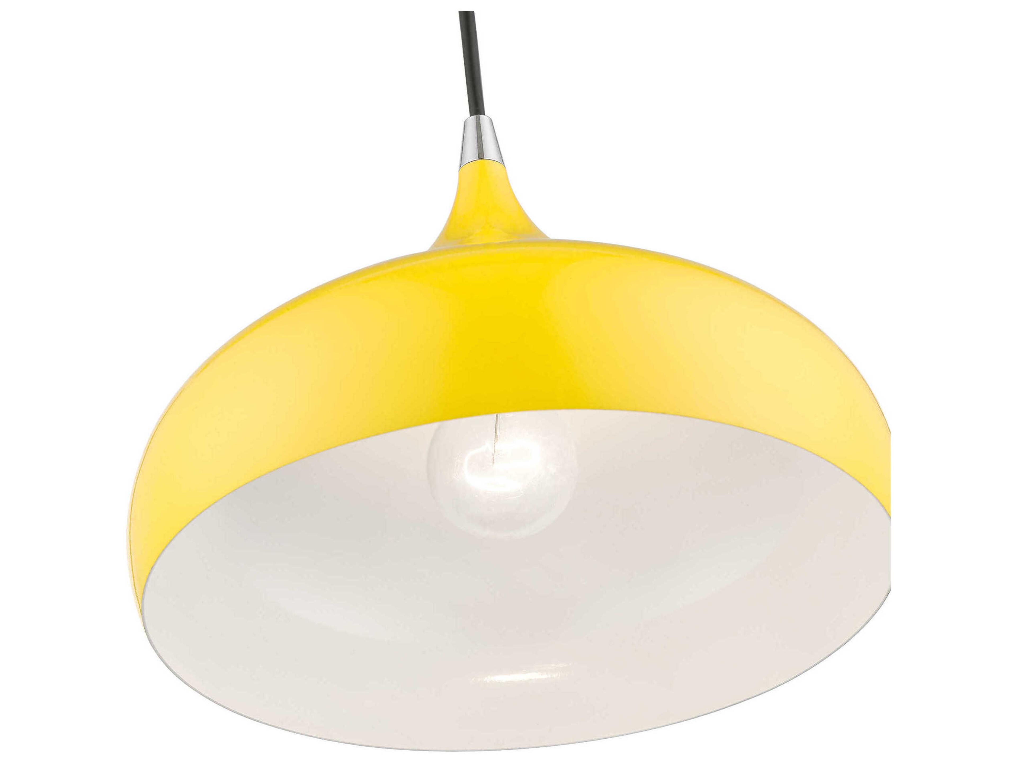 Livex Lighting Amador 1-Light Shiny Yellow Polished Chrome Dome Mini Pendant