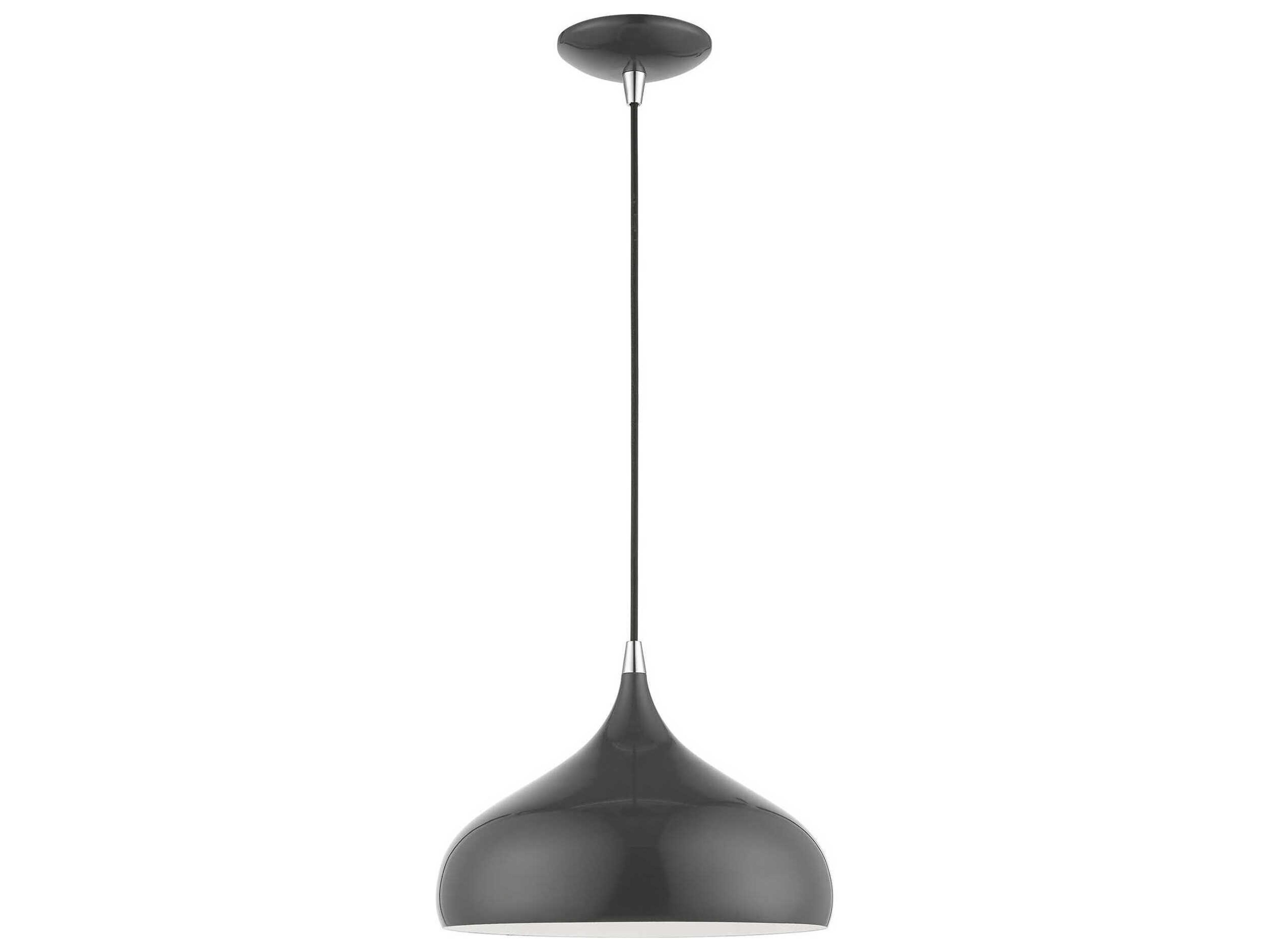 Amador 1-Light Shiny Dark Gray Polished Chrome Dome Mini Pendant
