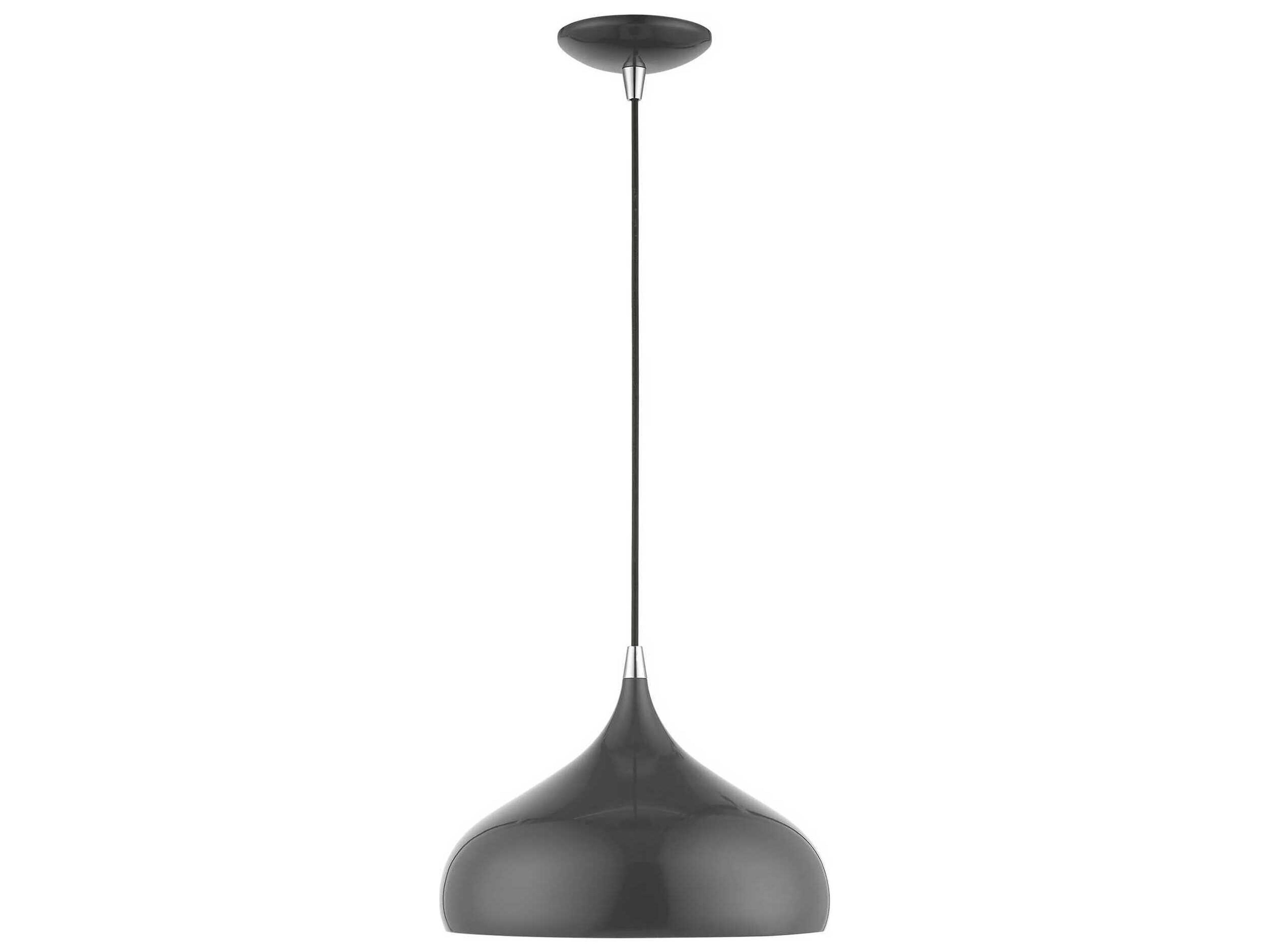 Livex Lighting Amador 1-Light Shiny Dark Gray Polished Chrome Dome Mini Pendant