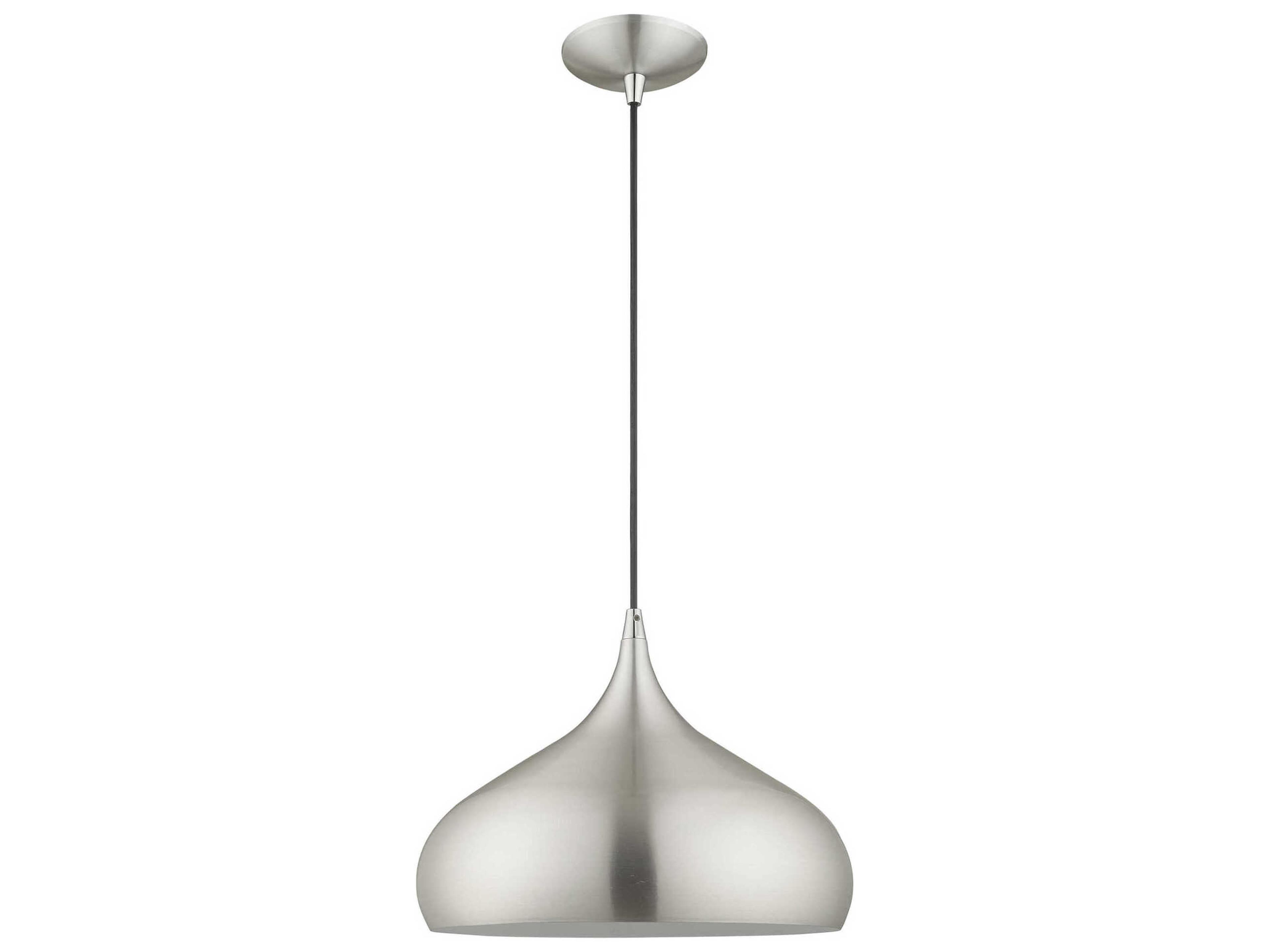 Livex Lighting 1-Light Brushed Aluminum Silver Pendant