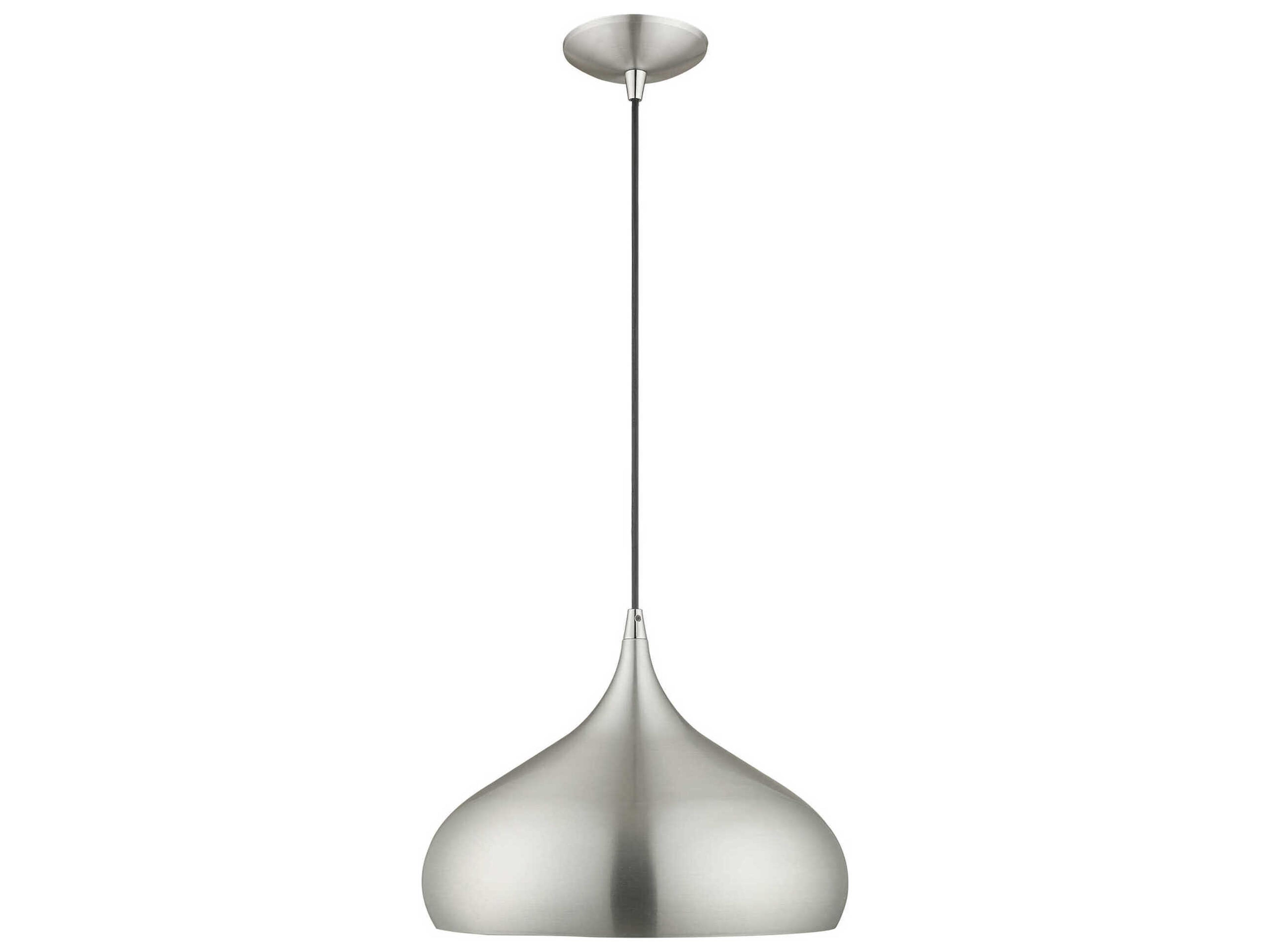 Livex Lighting 1-Light Brushed Aluminum Silver Pendant