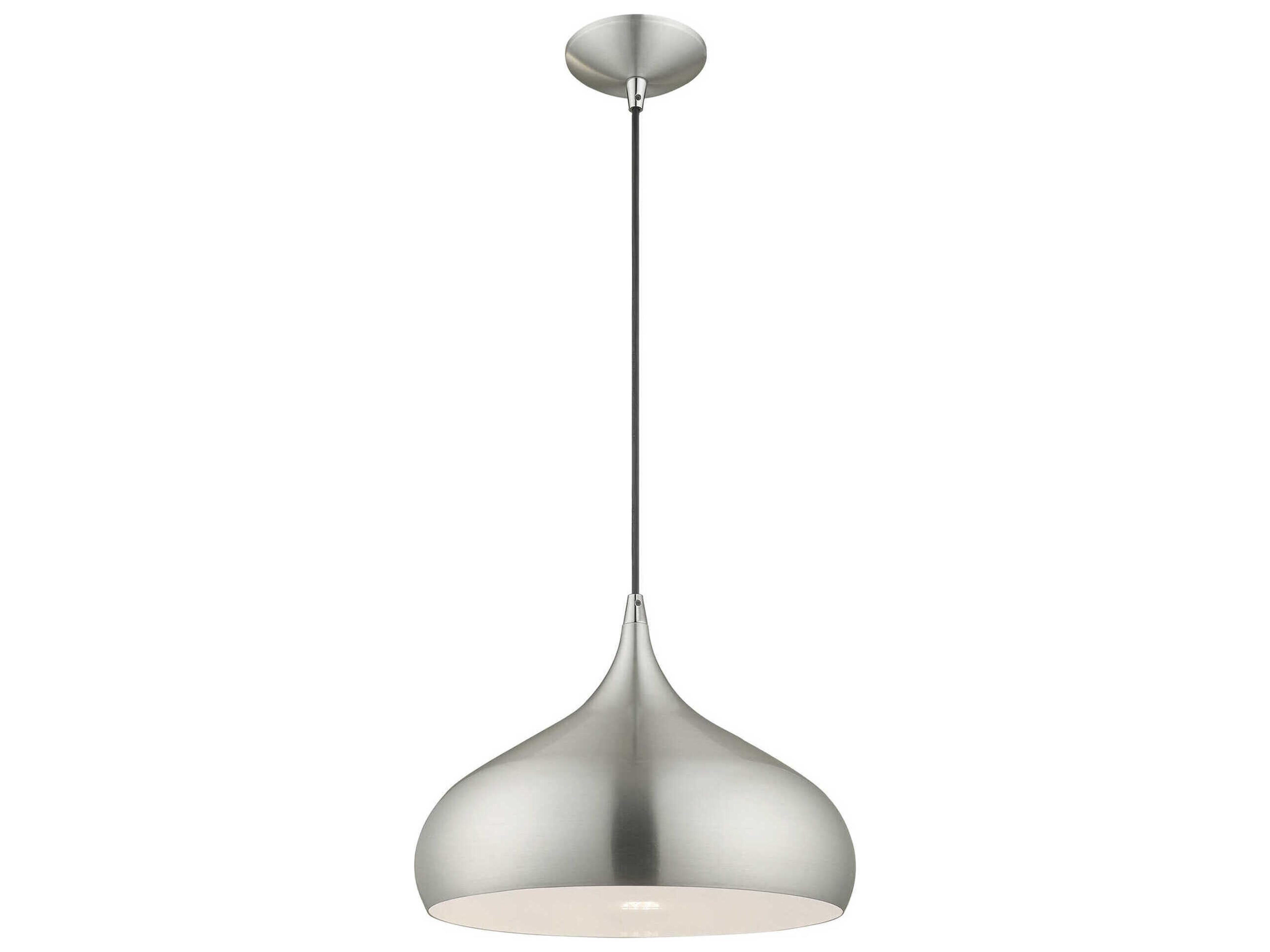 Livex Lighting 1-Light Brushed Aluminum Silver Pendant