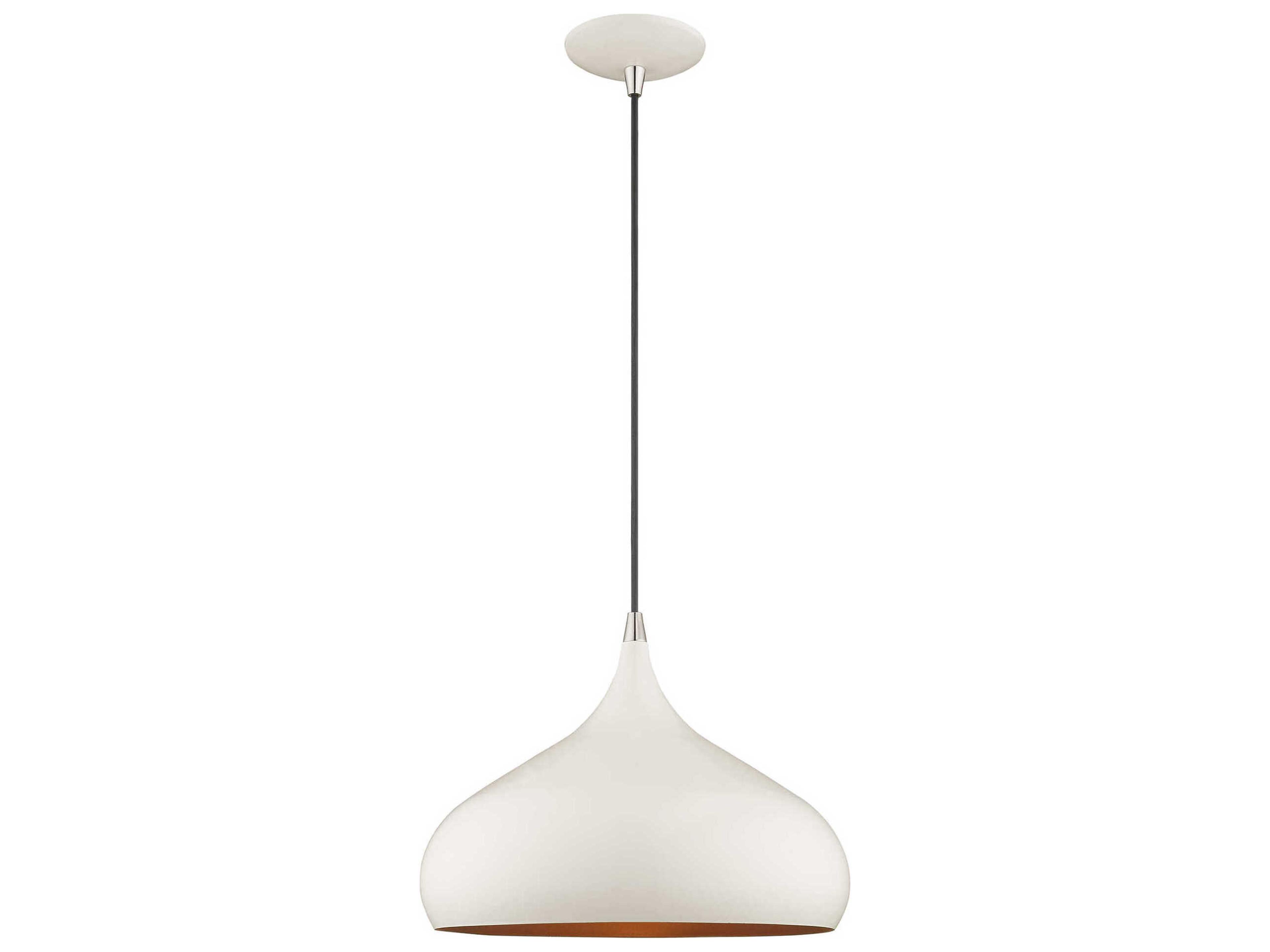 1-Light Shiny White Gold Pendant