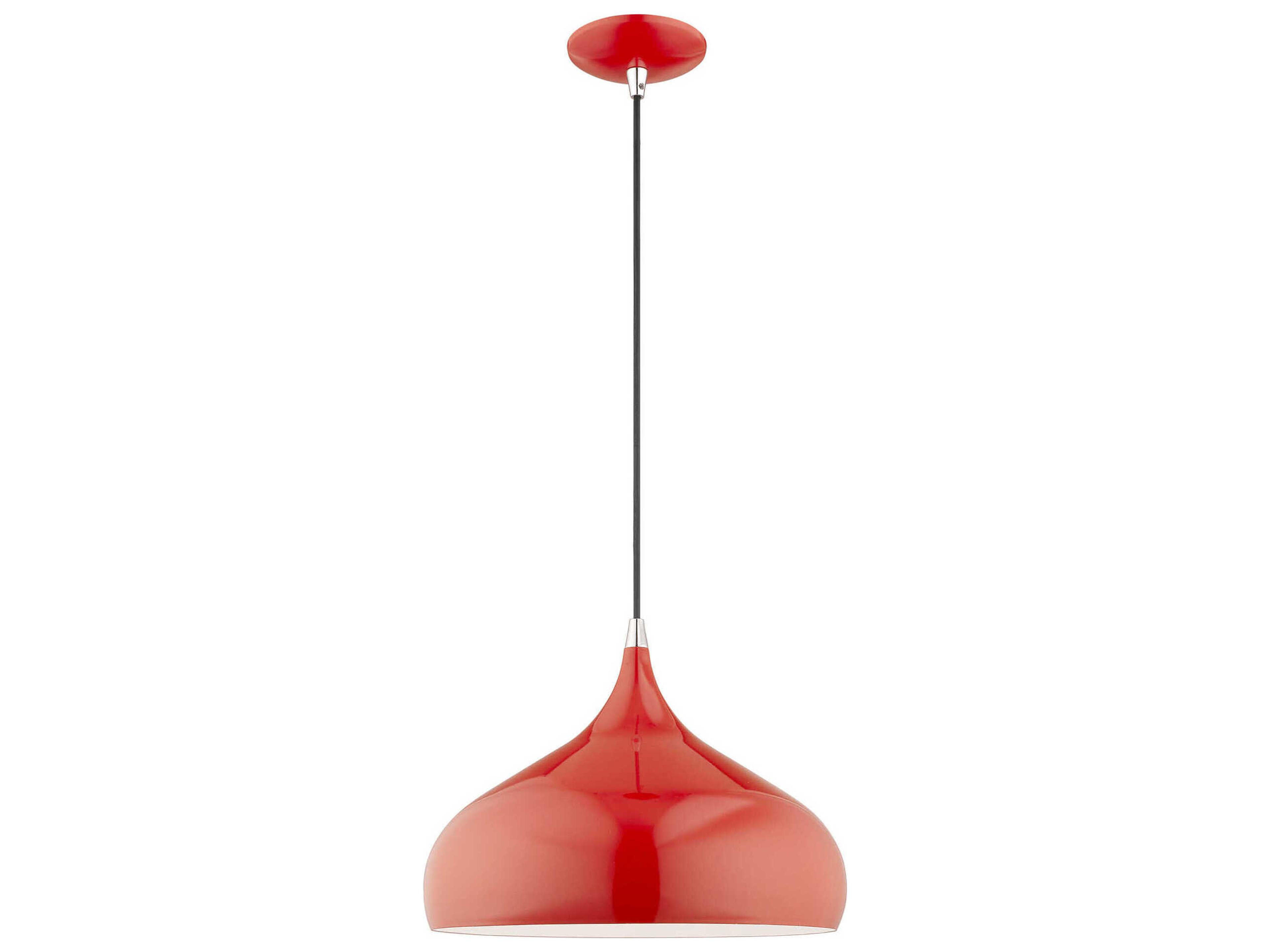 1-Light Shiny Red White Pendant