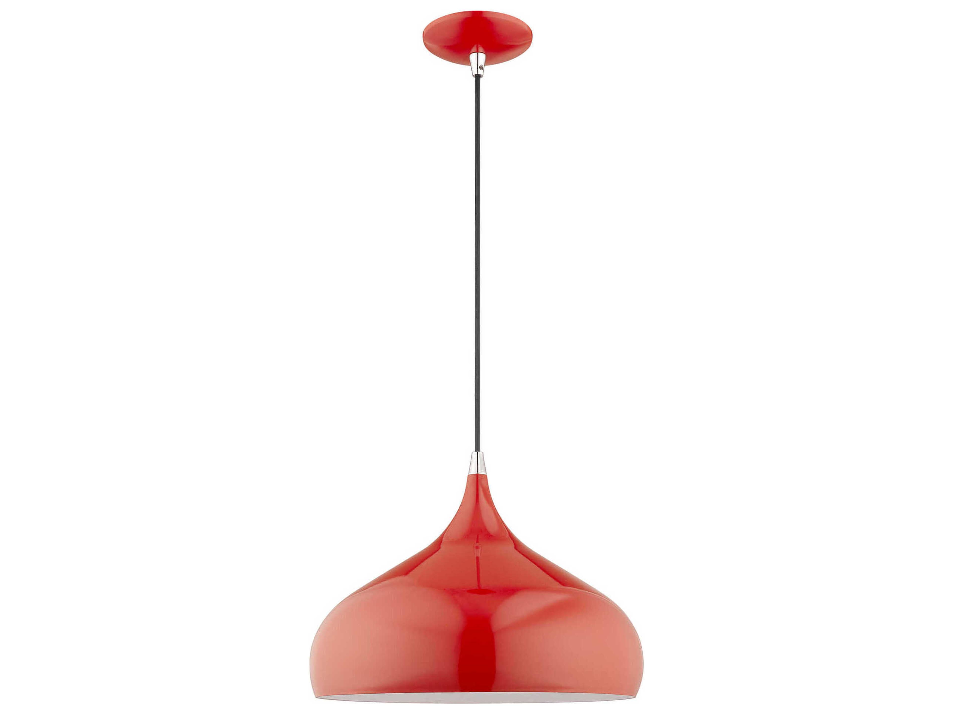 Livex Lighting 1-Light Shiny Red White Pendant