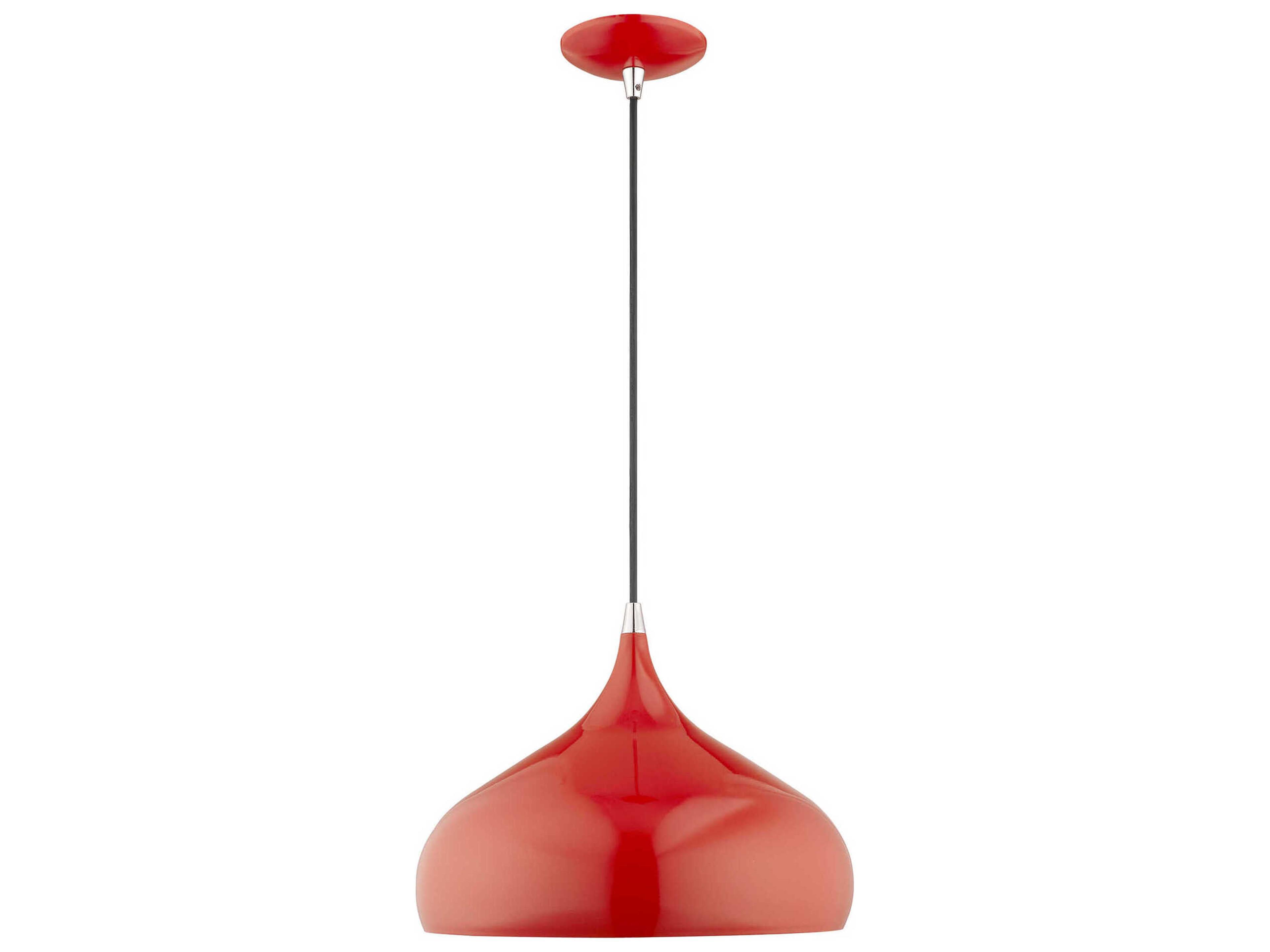 Livex Lighting 1-Light Shiny Red White Pendant