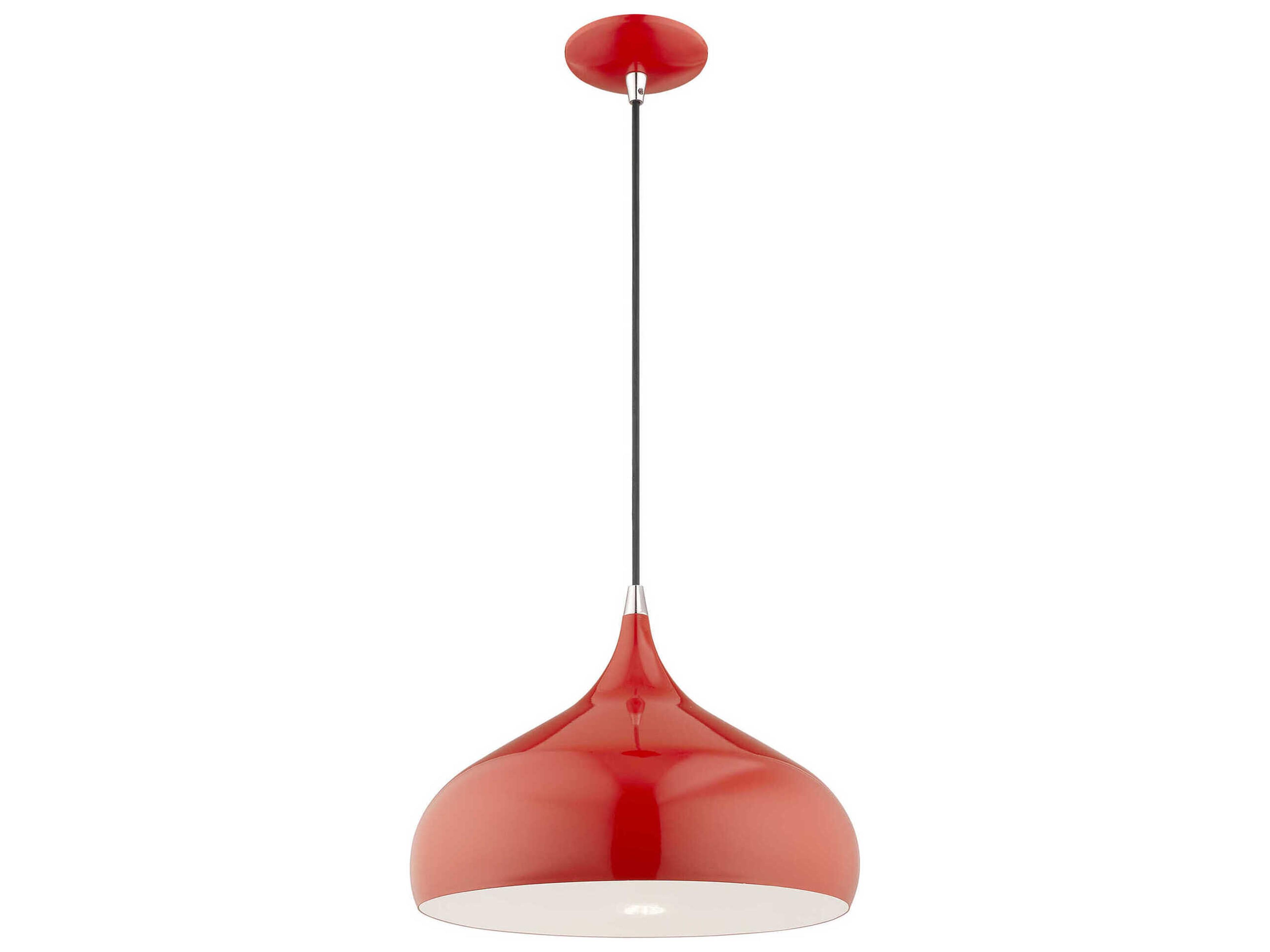 Livex Lighting 1-Light Shiny Red White Pendant