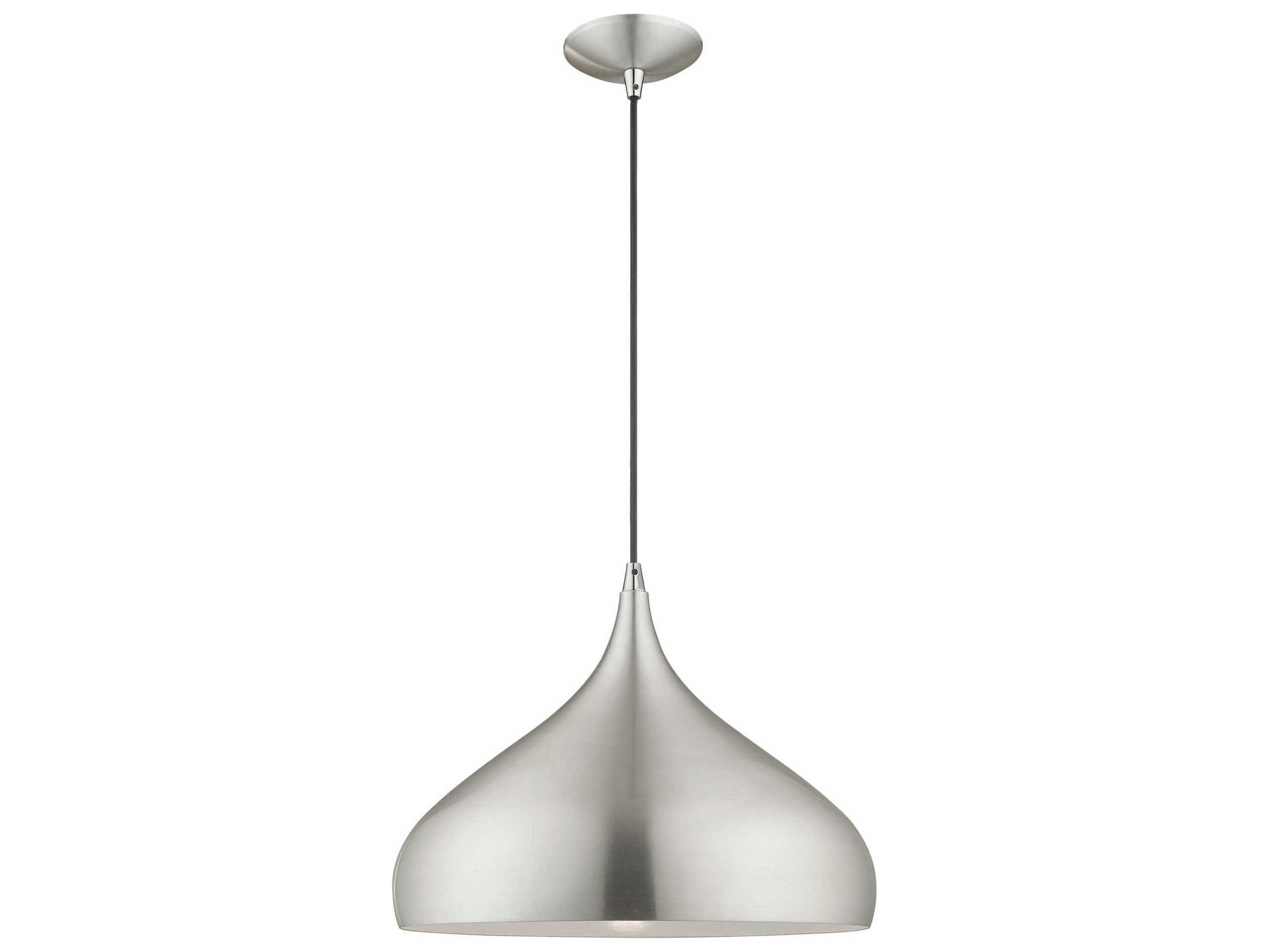1-Light Brushed Aluminum Silver Pendant