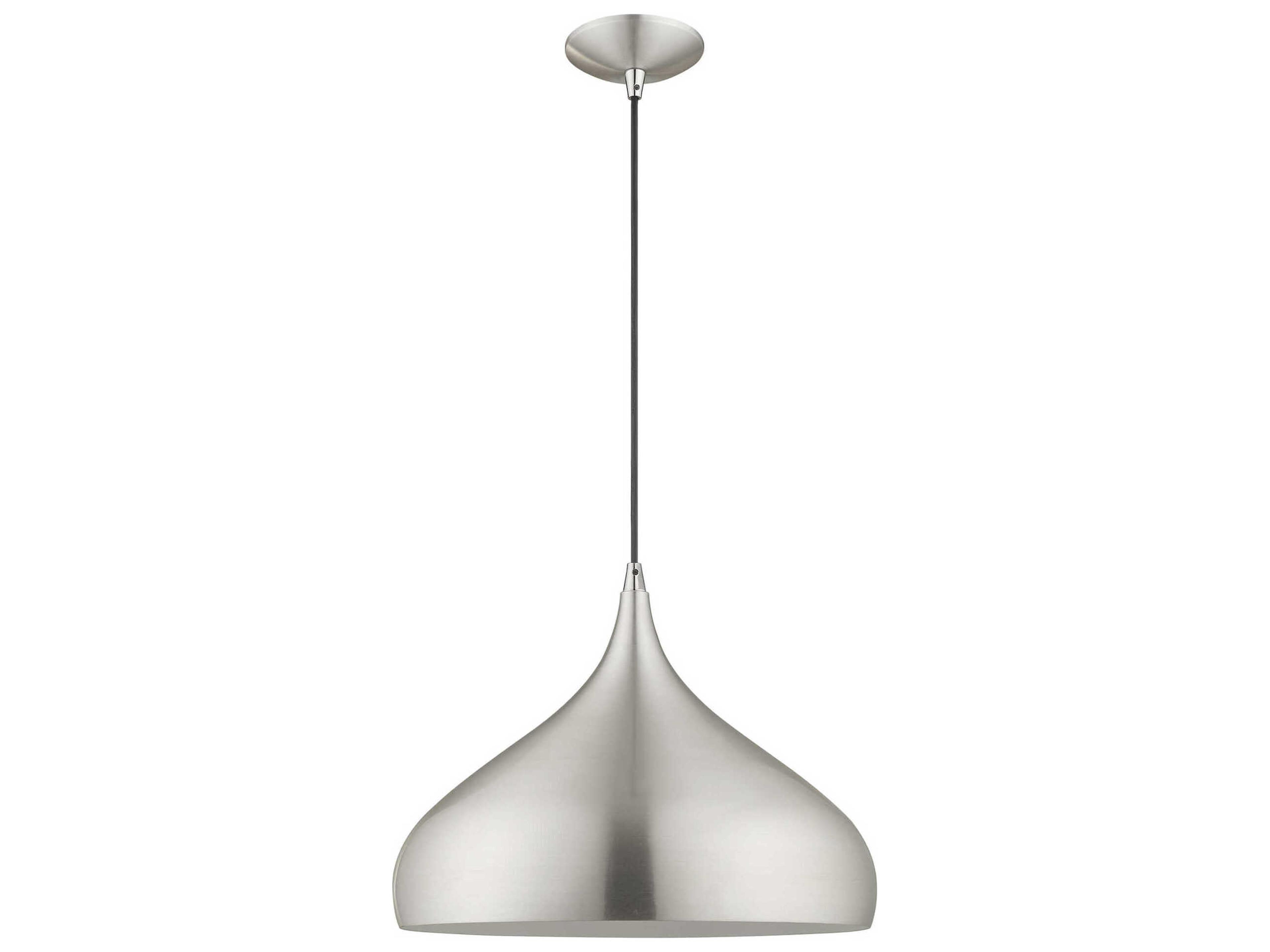 Livex Lighting 1-Light Brushed Aluminum Silver Pendant