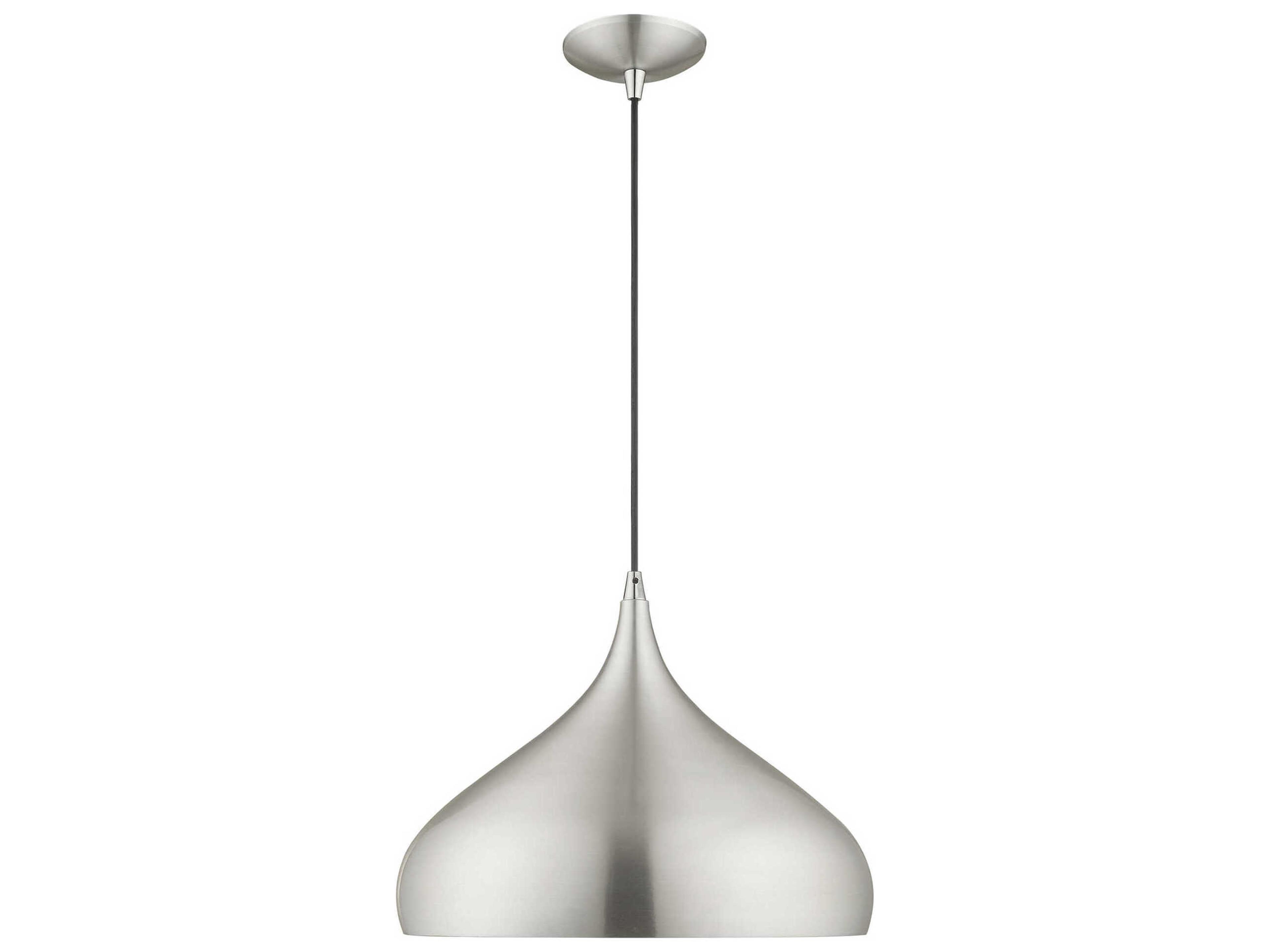 Livex Lighting 1-Light Brushed Aluminum Silver Pendant