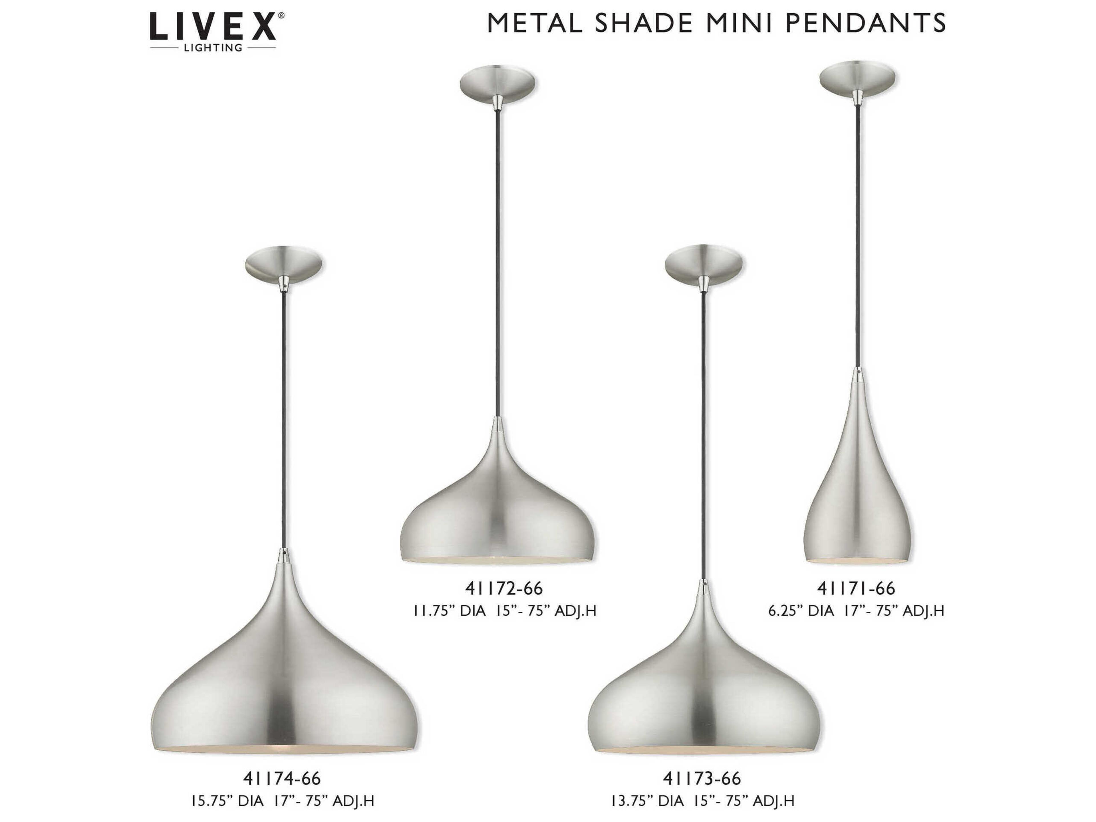 Livex Lighting 1-Light Brushed Aluminum Silver Pendant