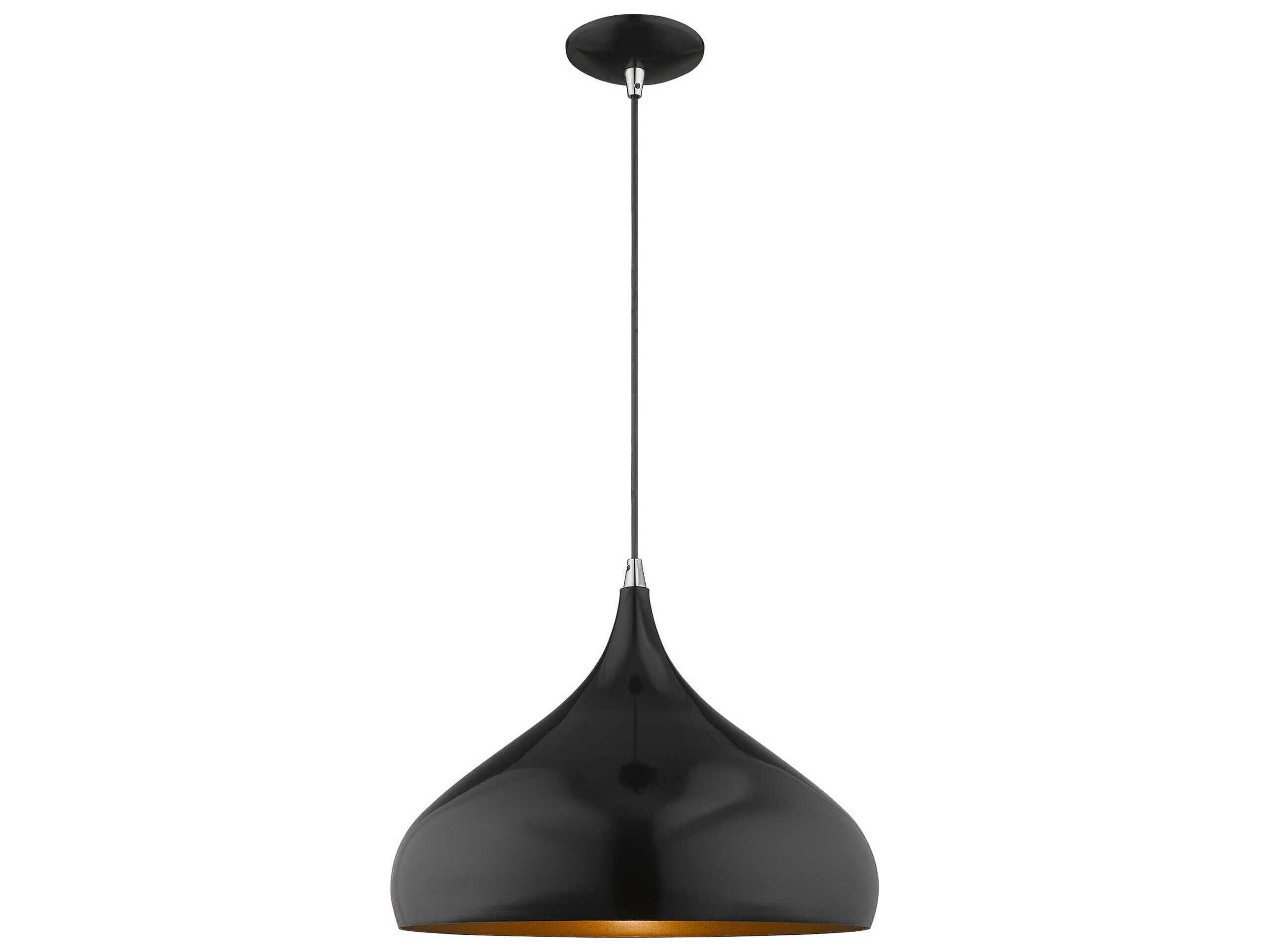 1-Light Shiny Black Gold Pendant